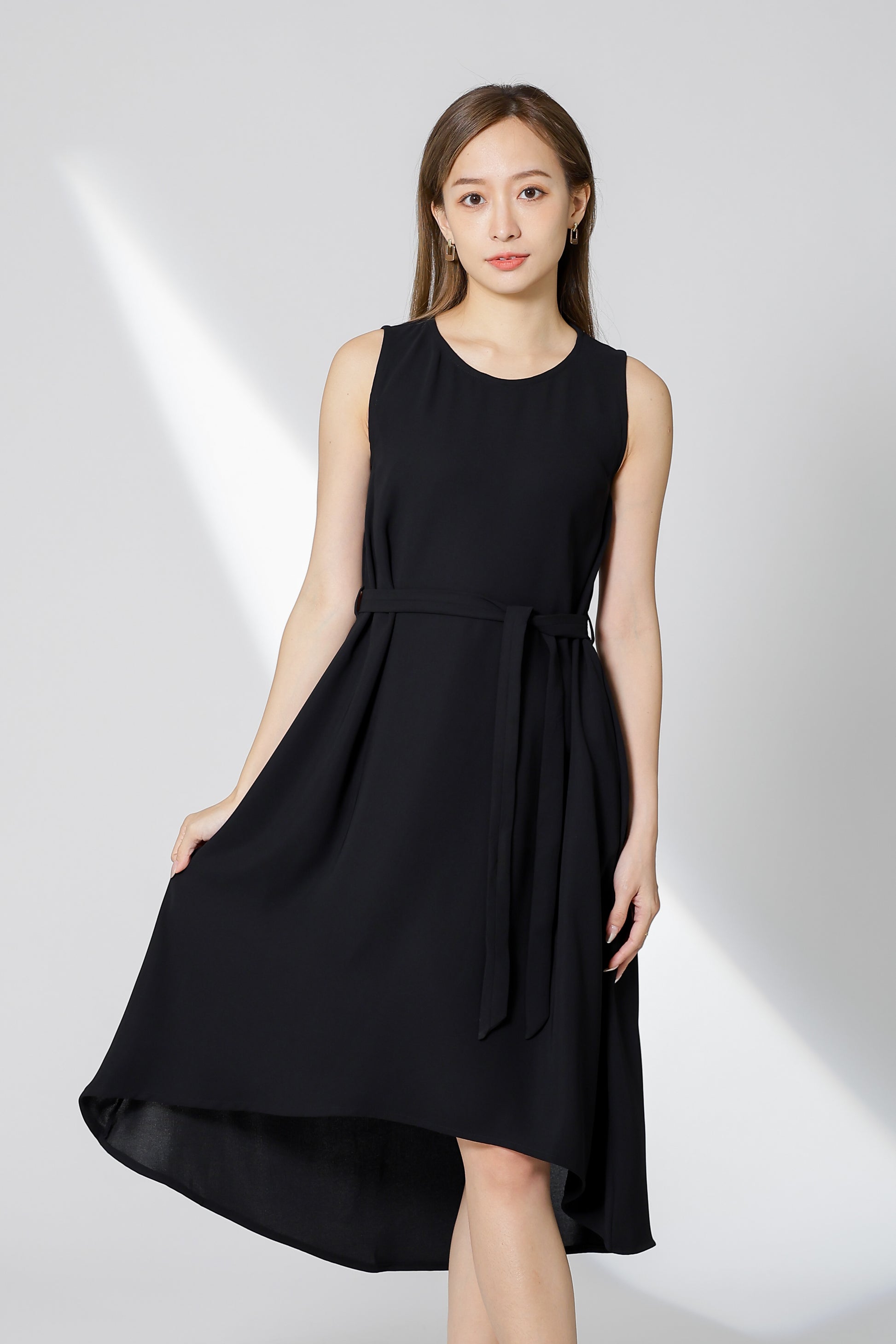 Gerri Asymmetric Hem Dress - Black