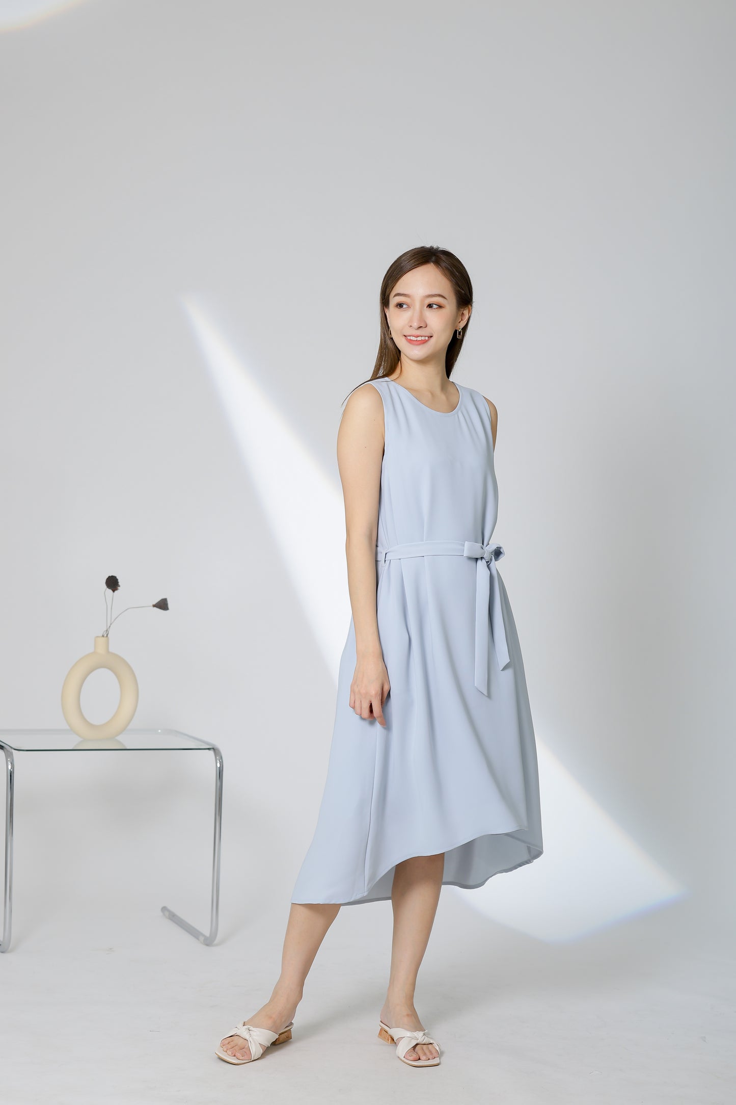 Gerri Asymmetric Hem Dress - Light Blue
