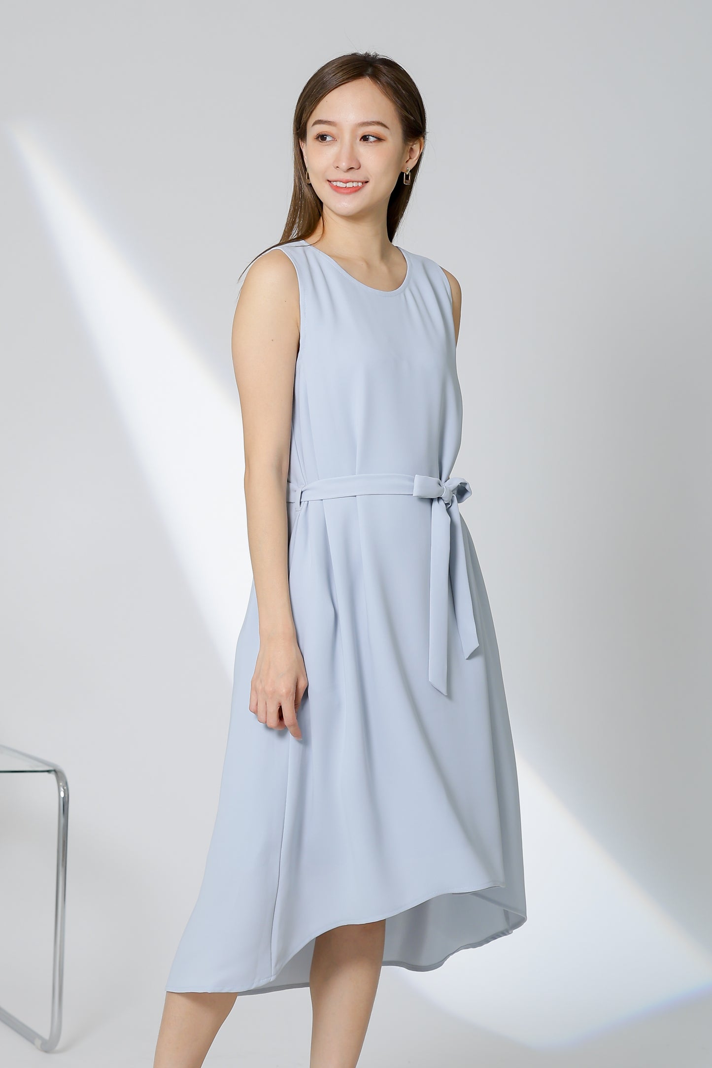 Gerri Asymmetric Hem Dress - Light Blue