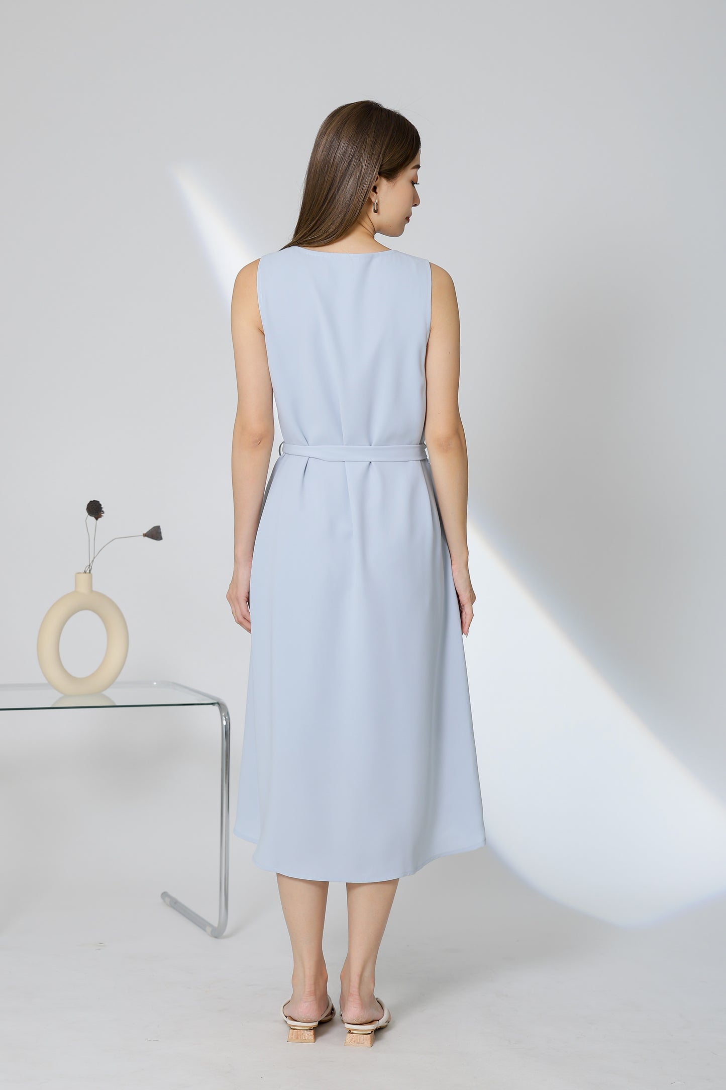 Gerri Asymmetric Hem Dress - Light Blue