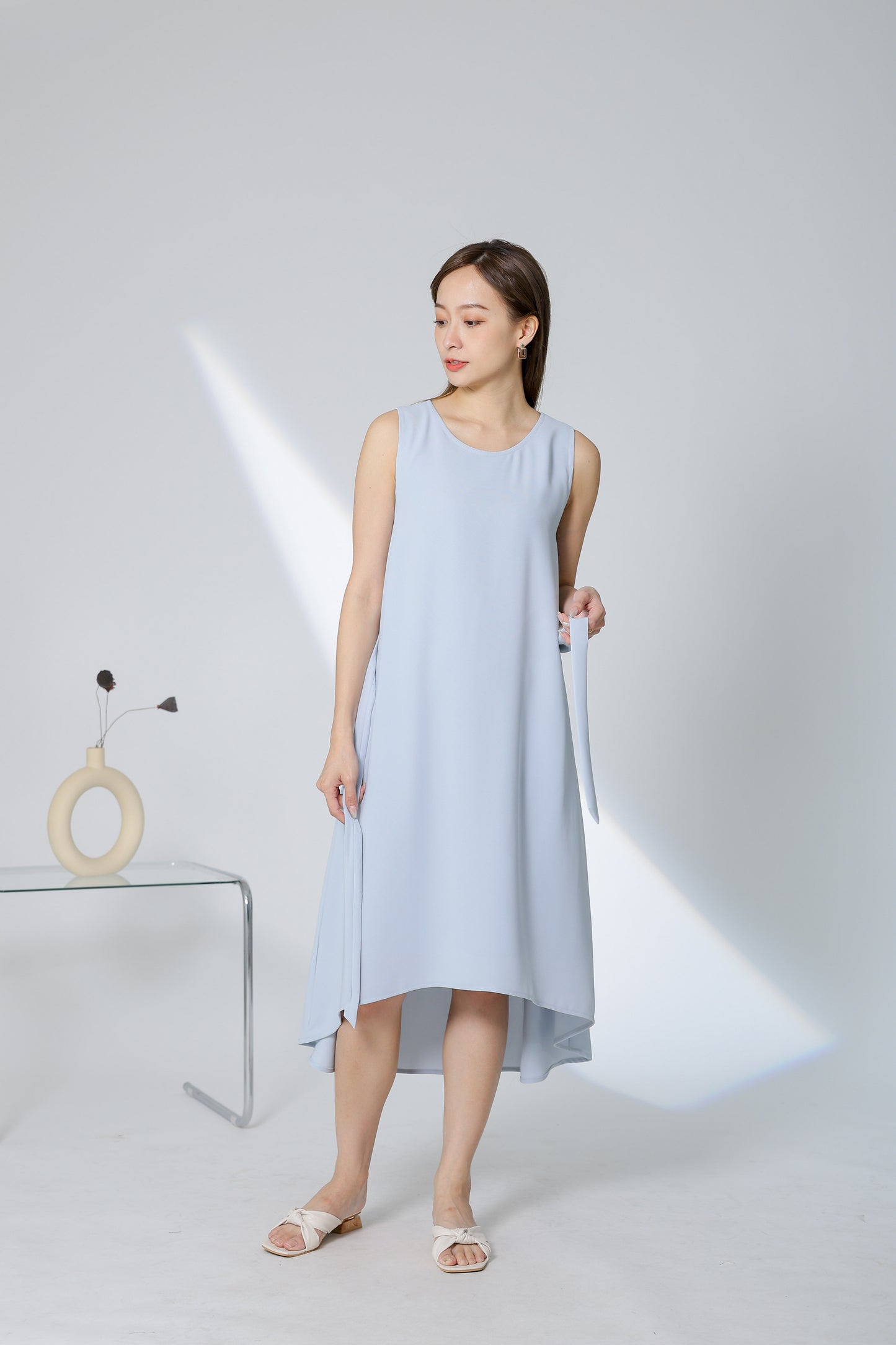 Gerri Asymmetric Hem Dress - Light Blue