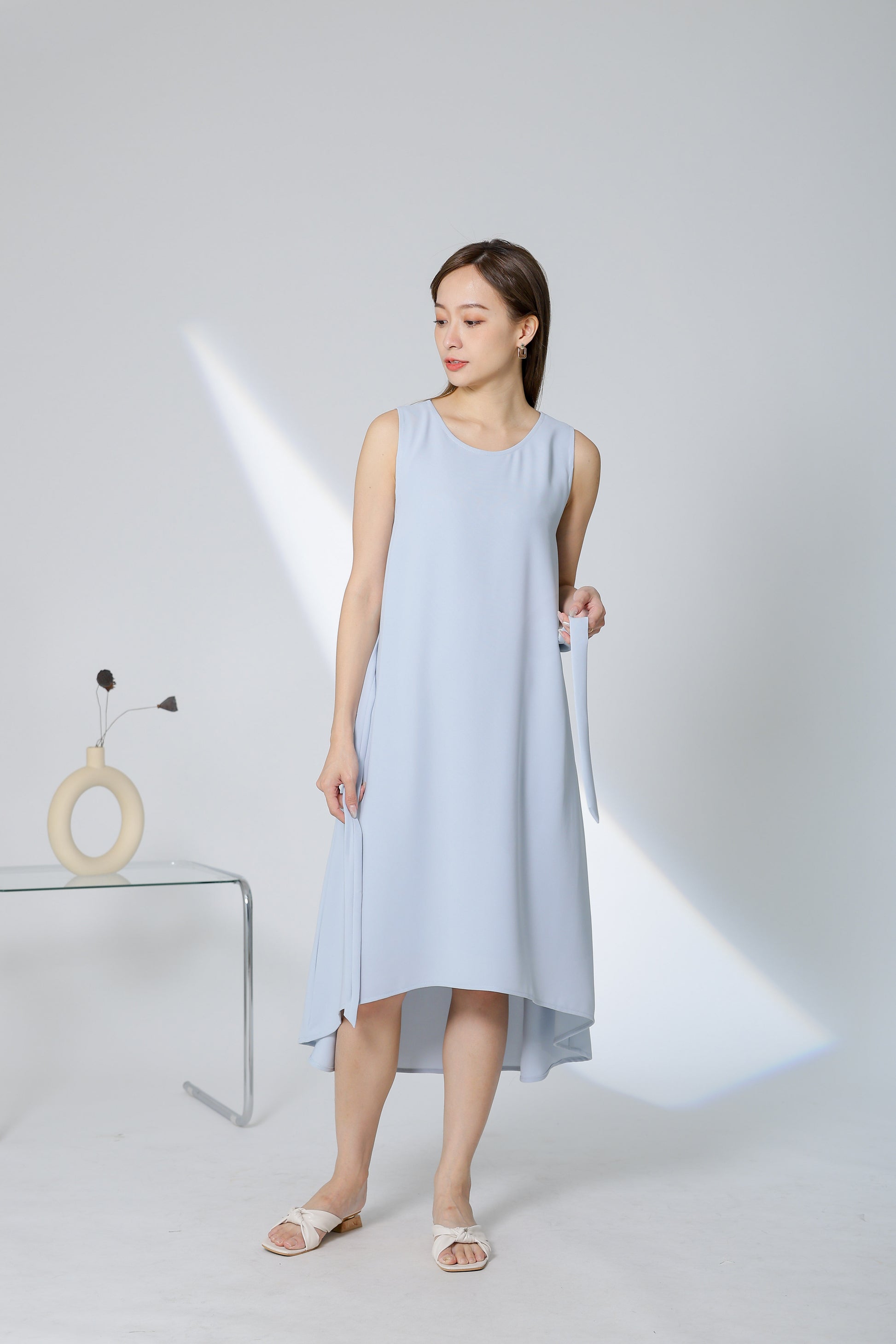Gerri Asymmetric Hem Dress - Light Blue