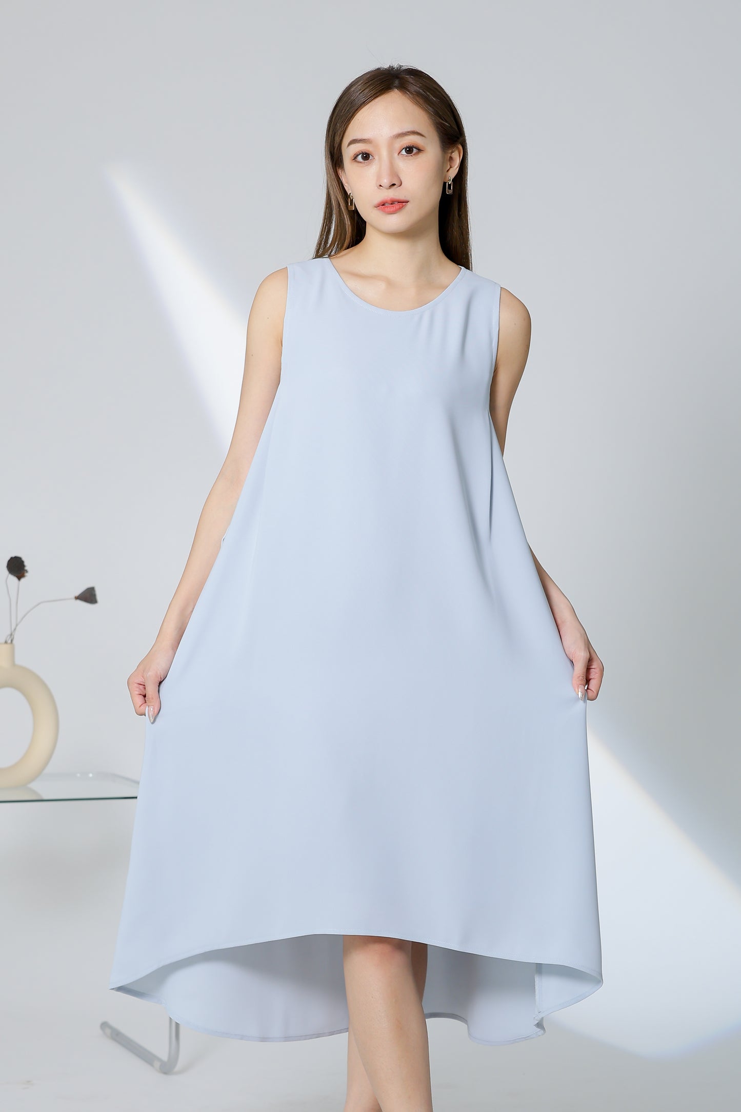 Gerri Asymmetric Hem Dress - Light Blue
