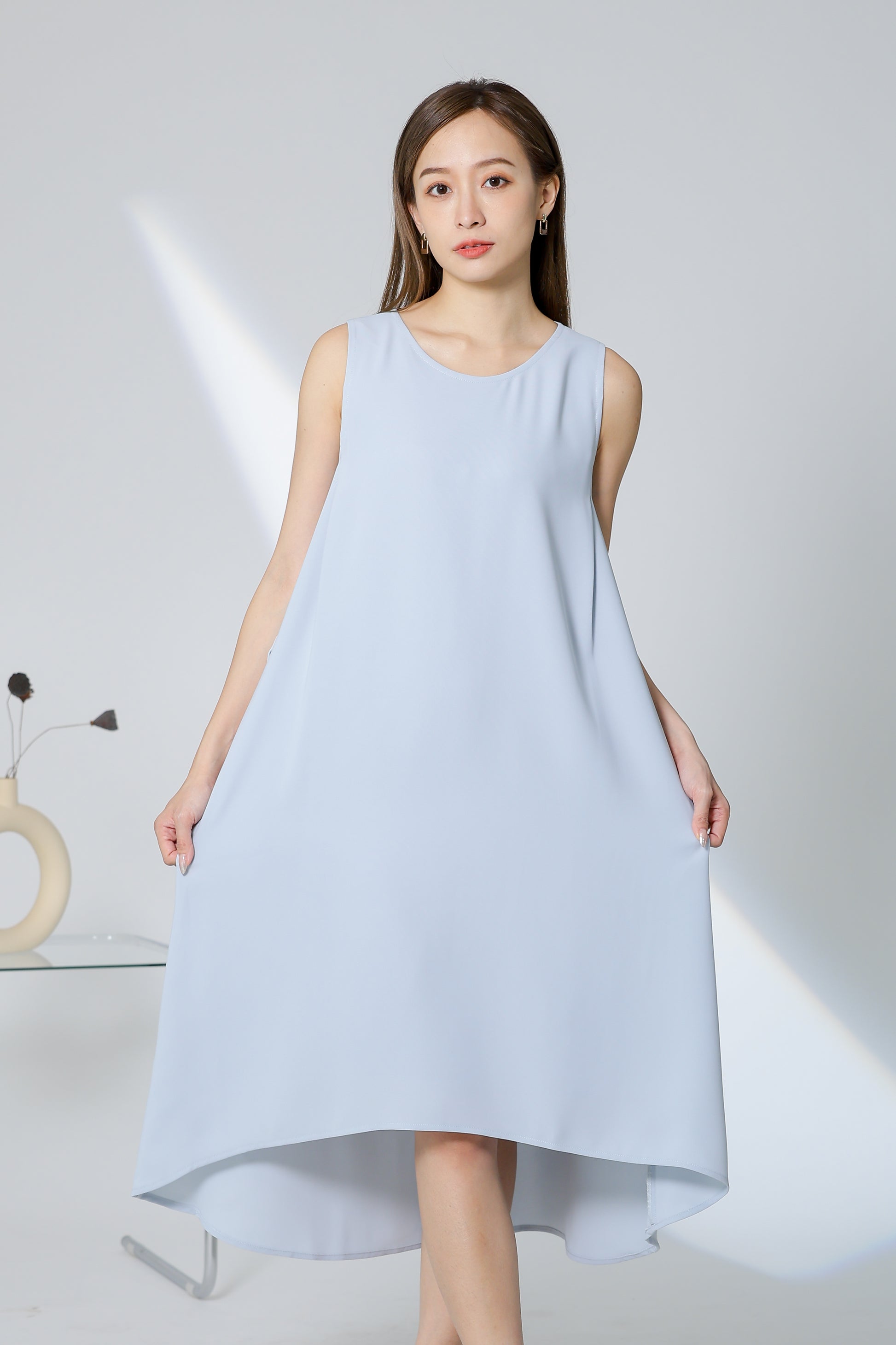 Gerri Asymmetric Hem Dress - Light Blue