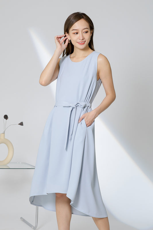 Gerri Asymmetric Hem Dress - Light Blue