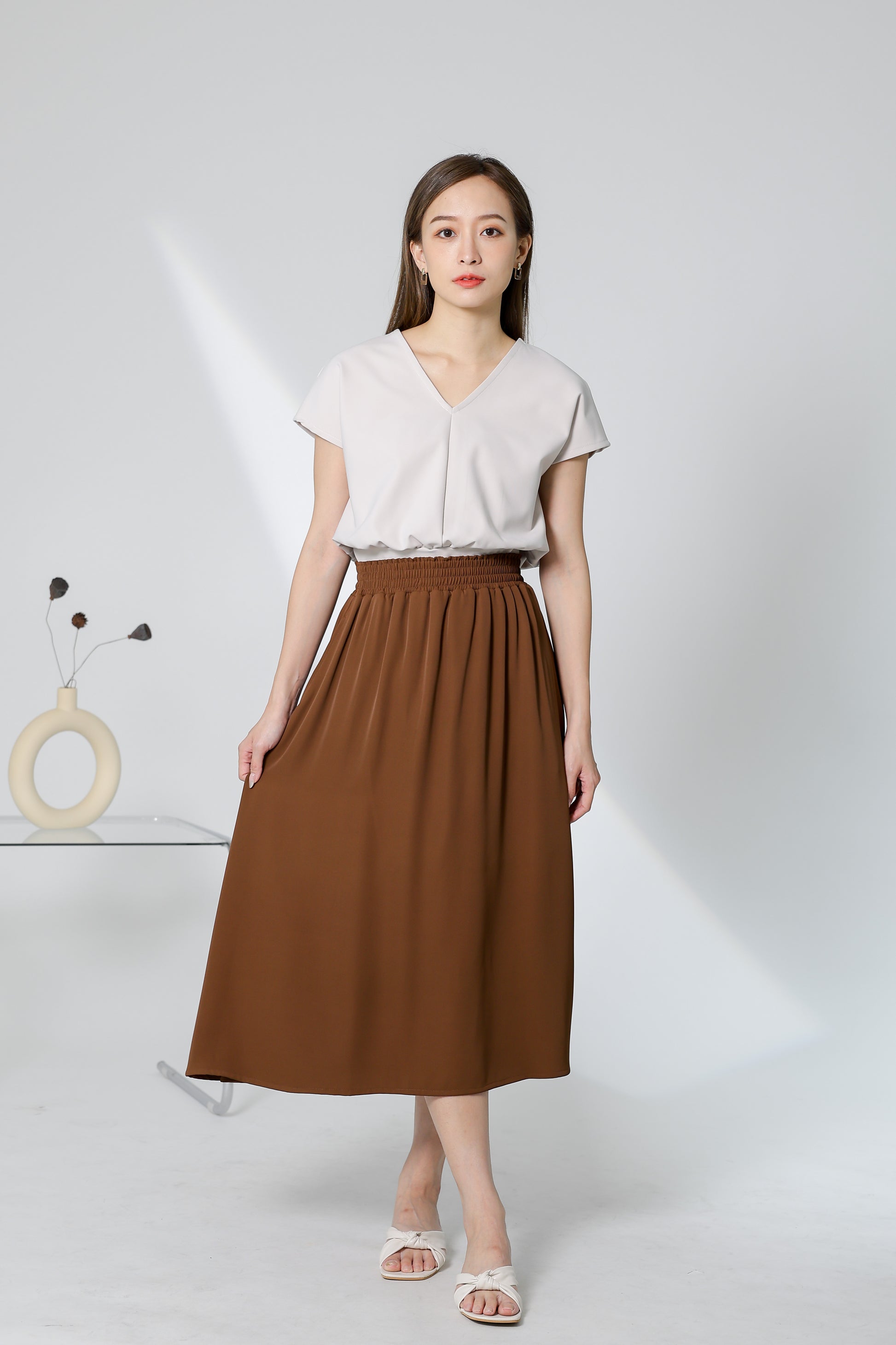 Gillian Flared Skirt - Brown