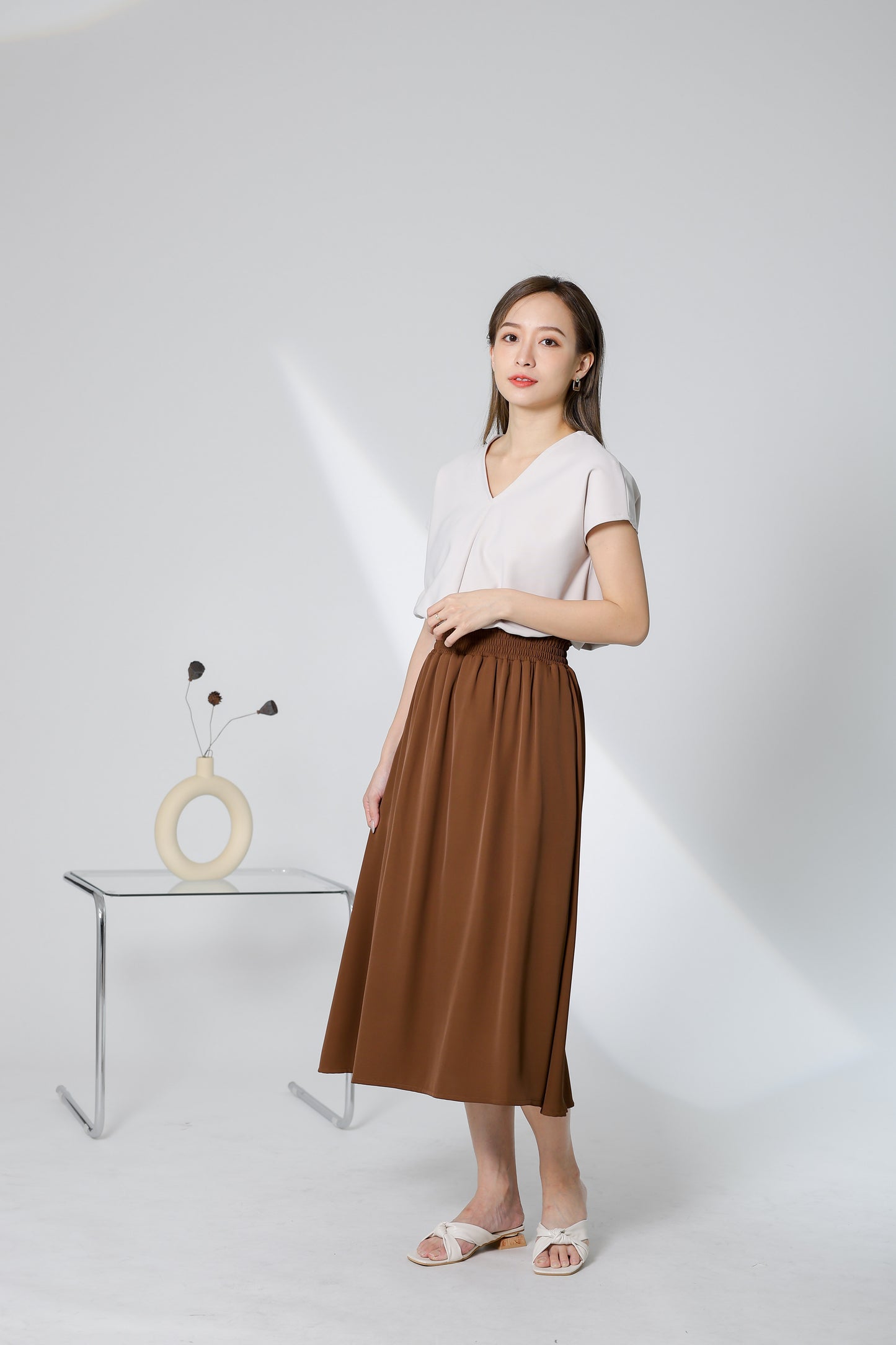 Gillian Flared Skirt - Brown