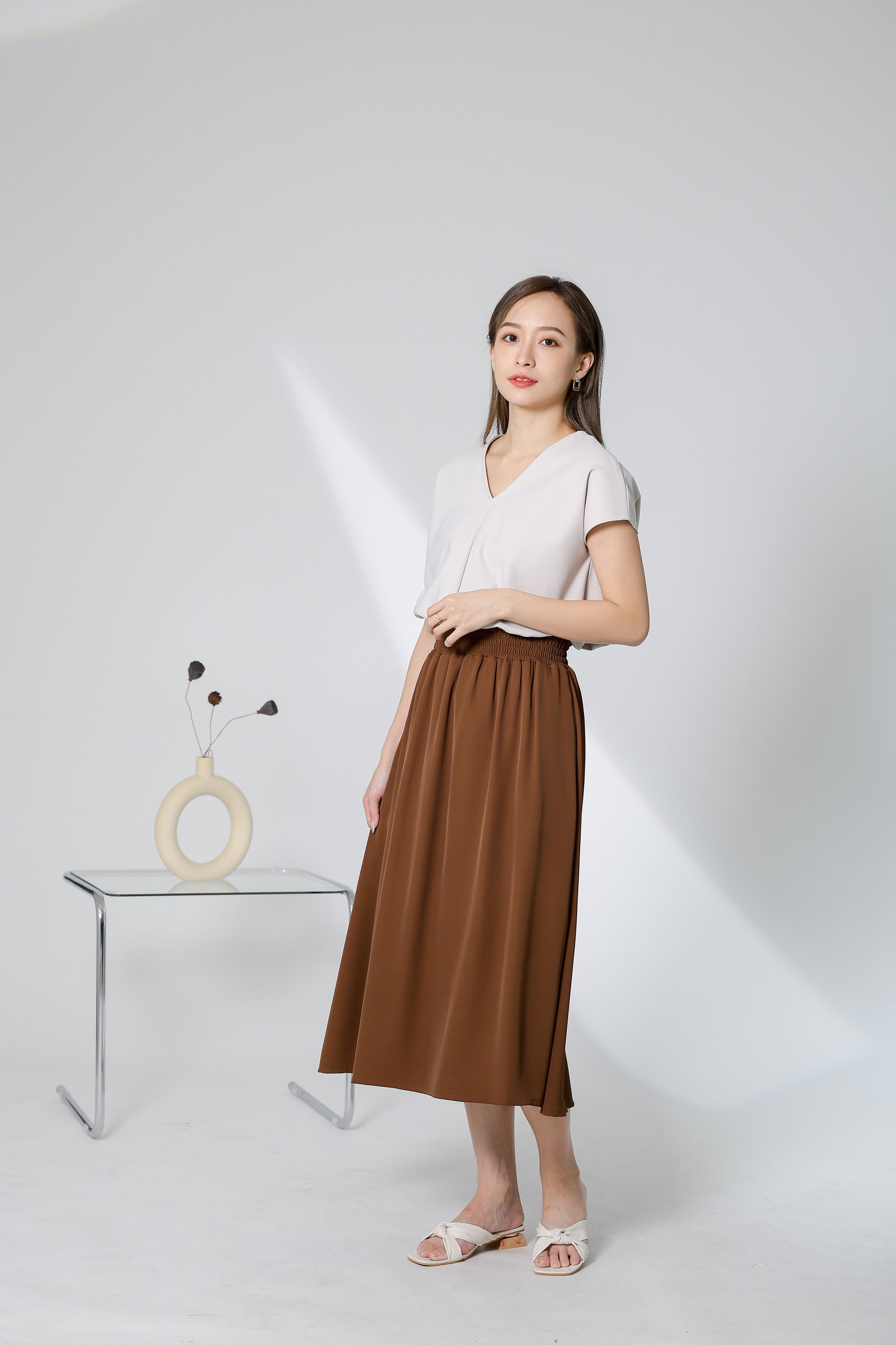 Gillian Flared Skirt - Brown