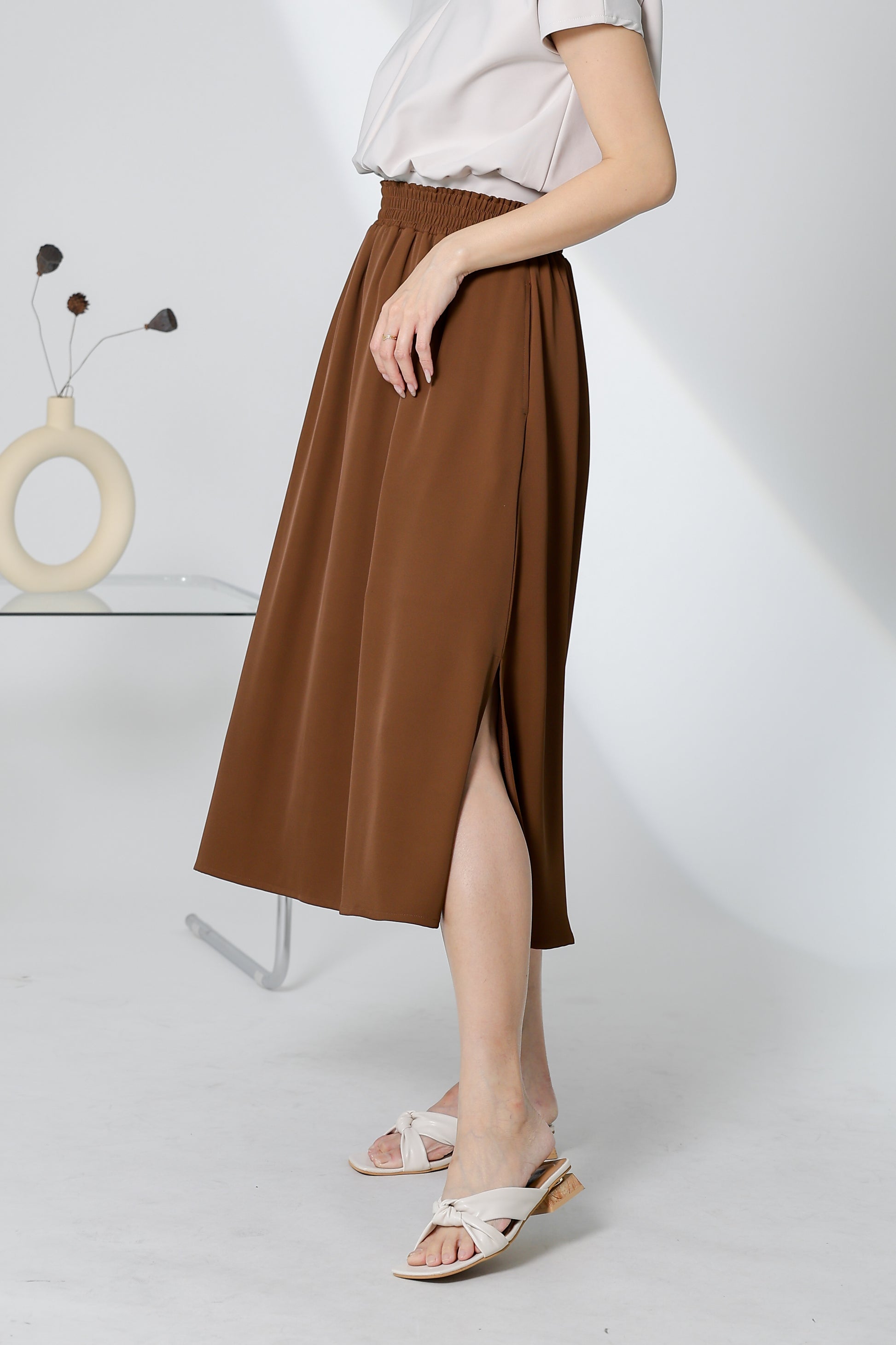 Gillian Flared Skirt - Brown