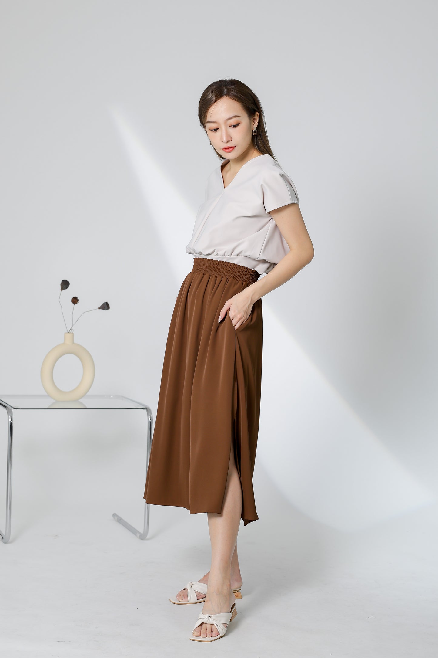 Gillian Flared Skirt - Brown