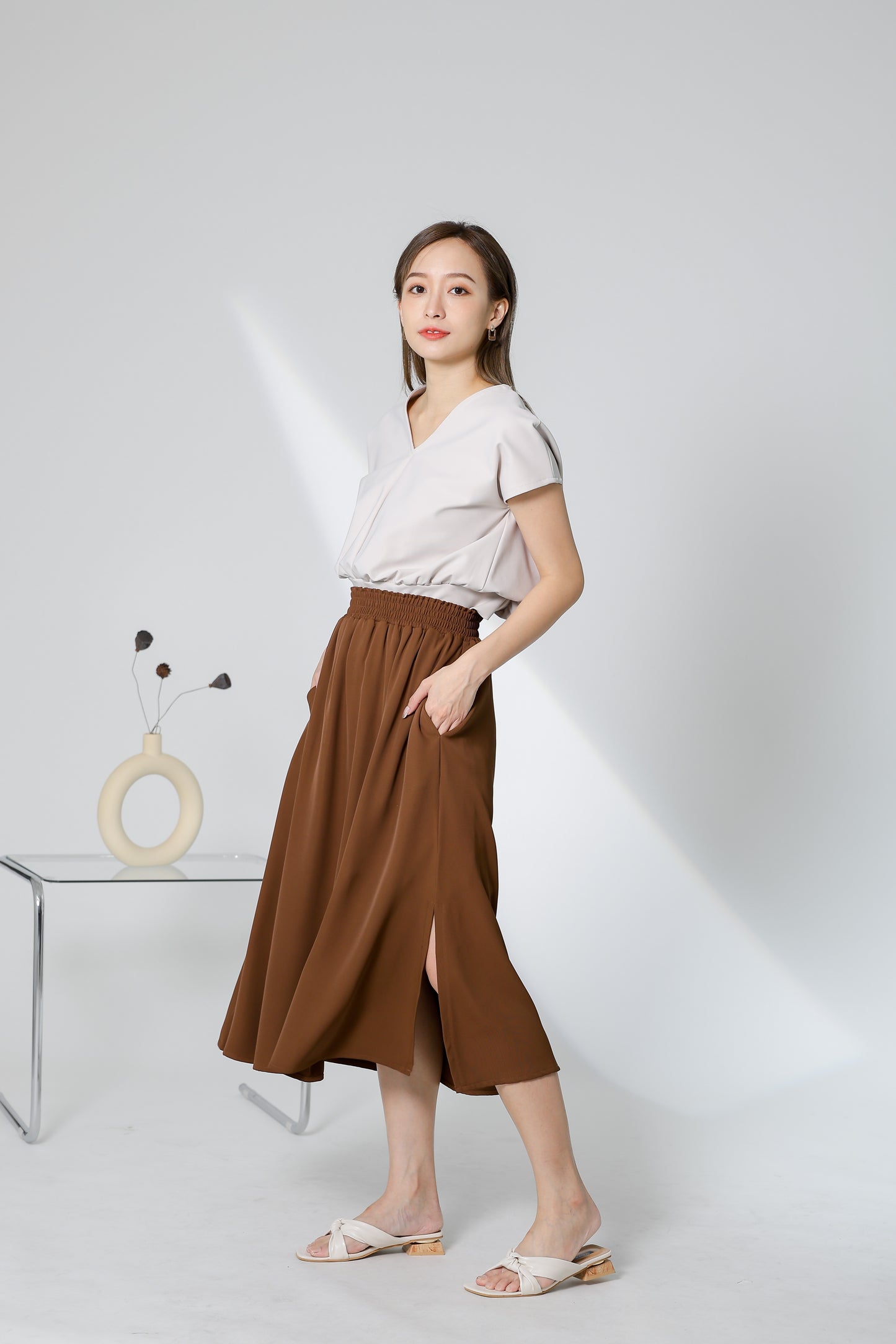 Gillian Flared Skirt - Brown
