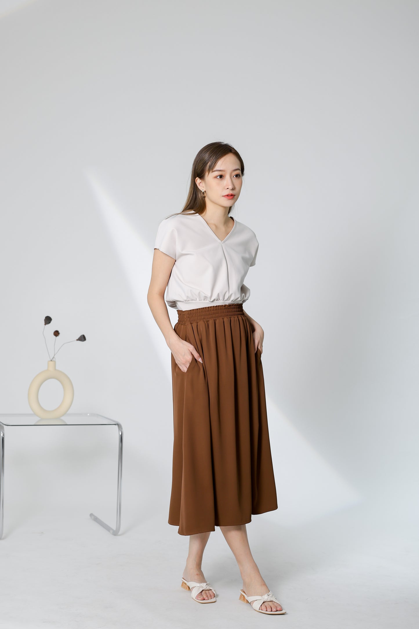 Gillian Flared Skirt - Brown