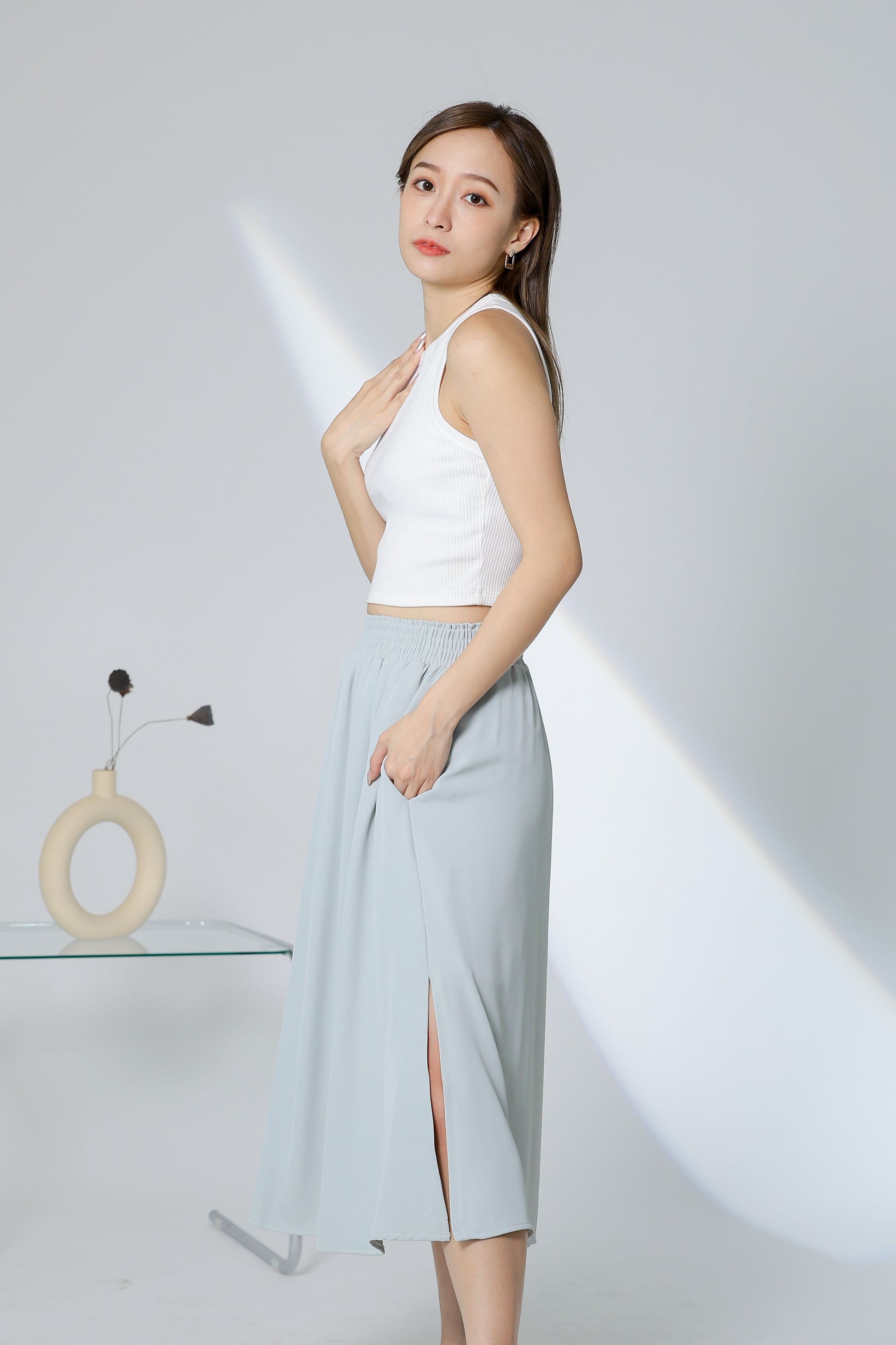Gillian Flared Skirt - Light Sage