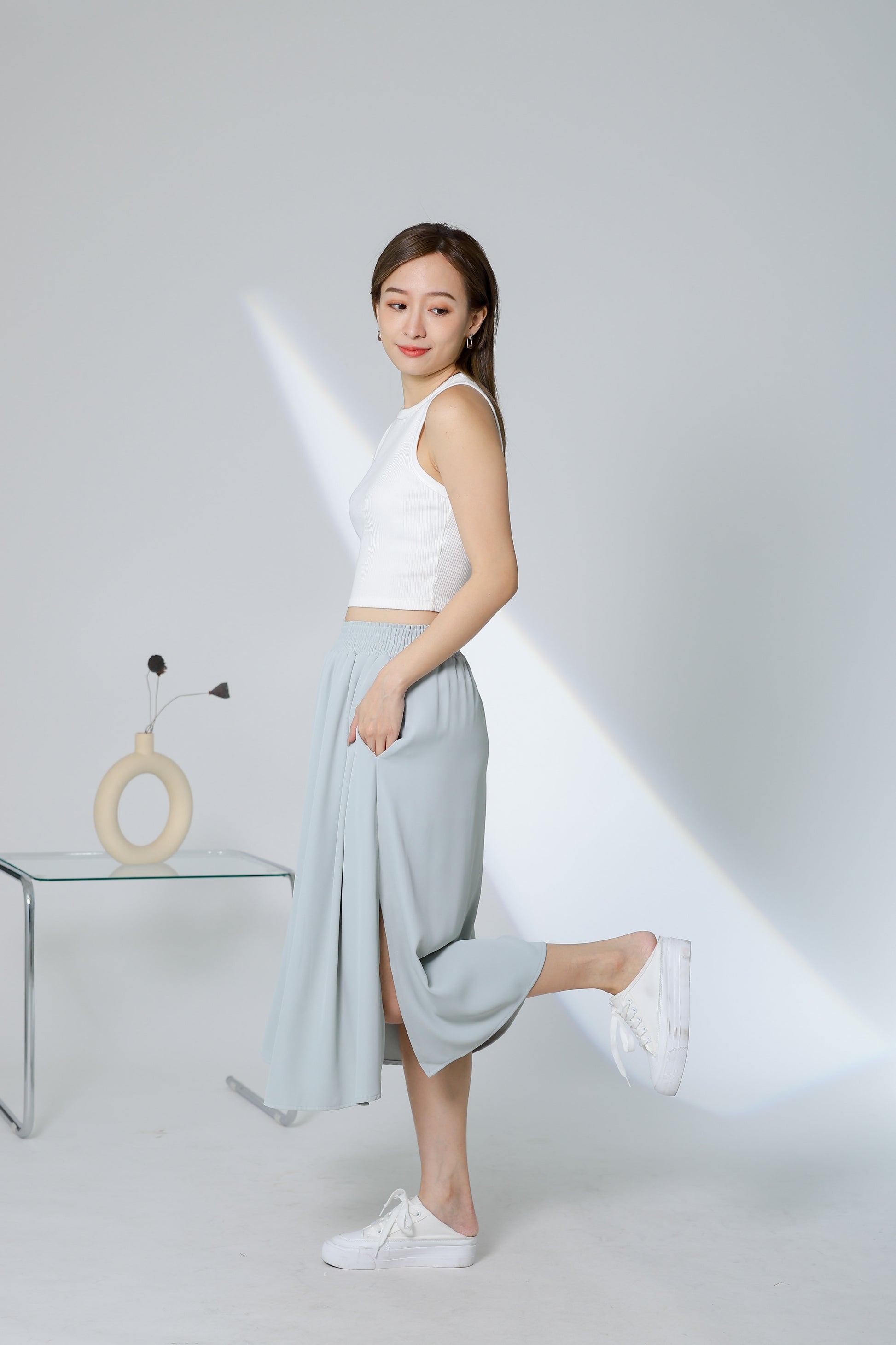 Gillian Flared Skirt - Light Sage