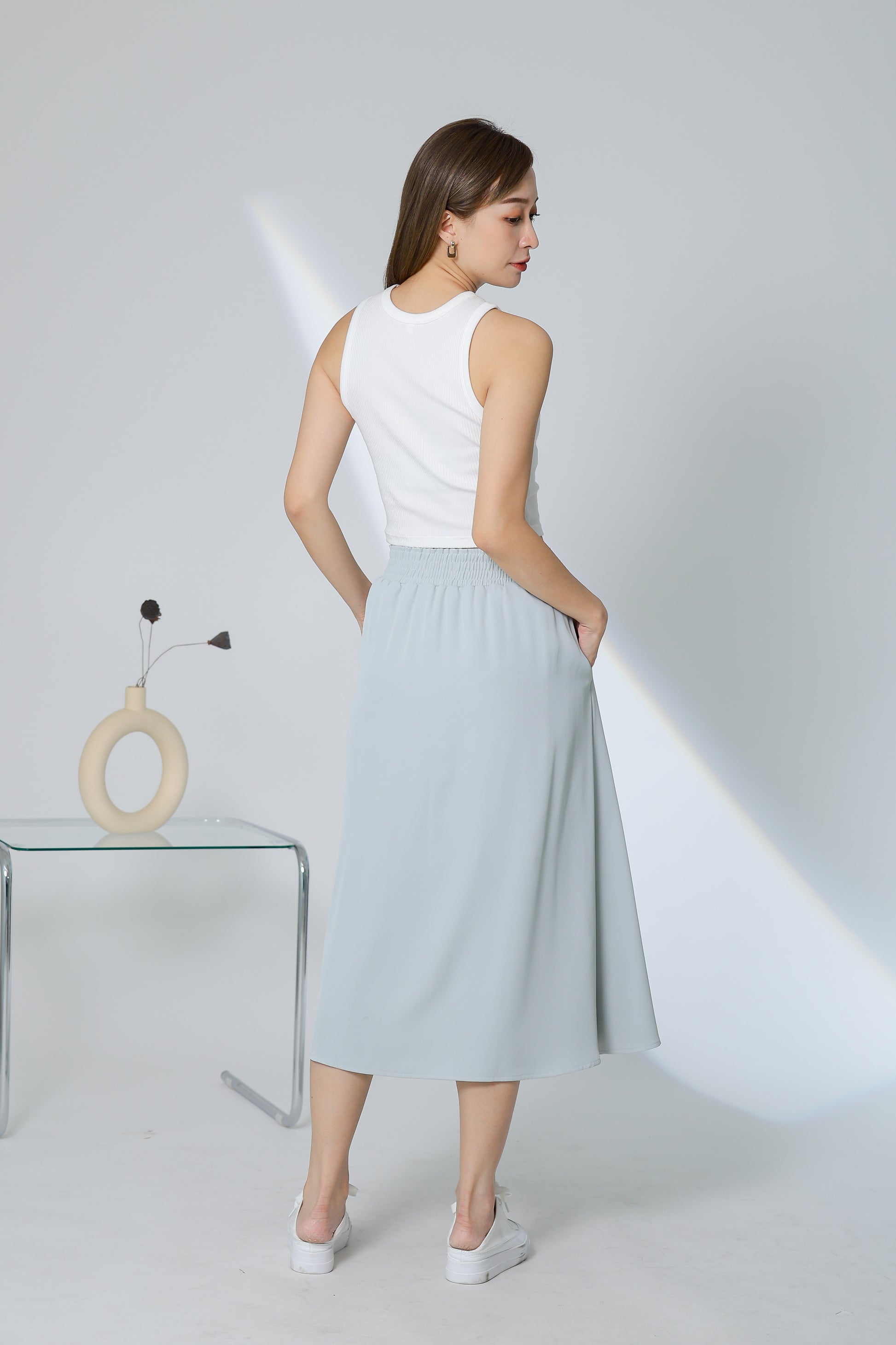 Gillian Flared Skirt - Light Sage