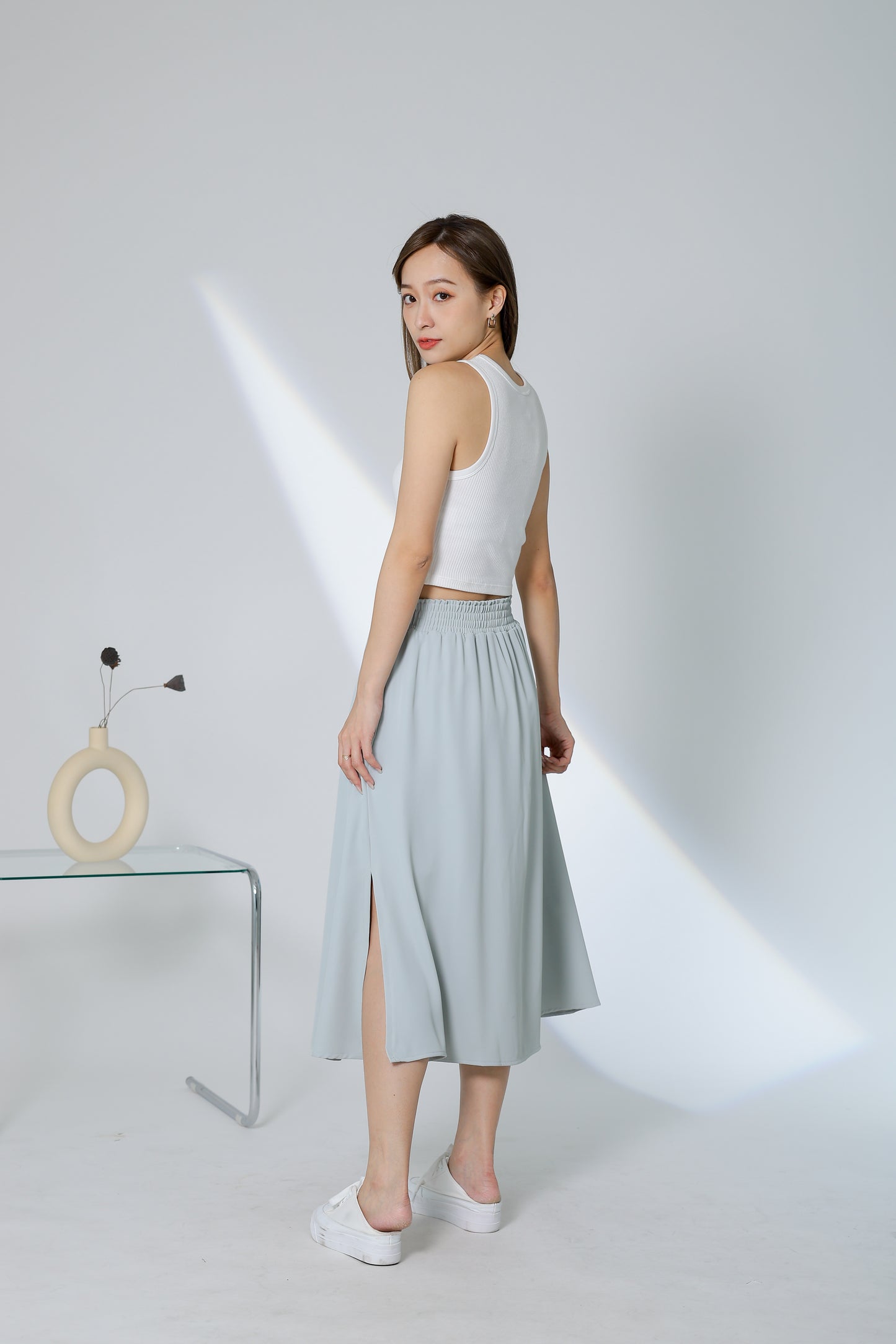 Gillian Flared Skirt - Light Sage