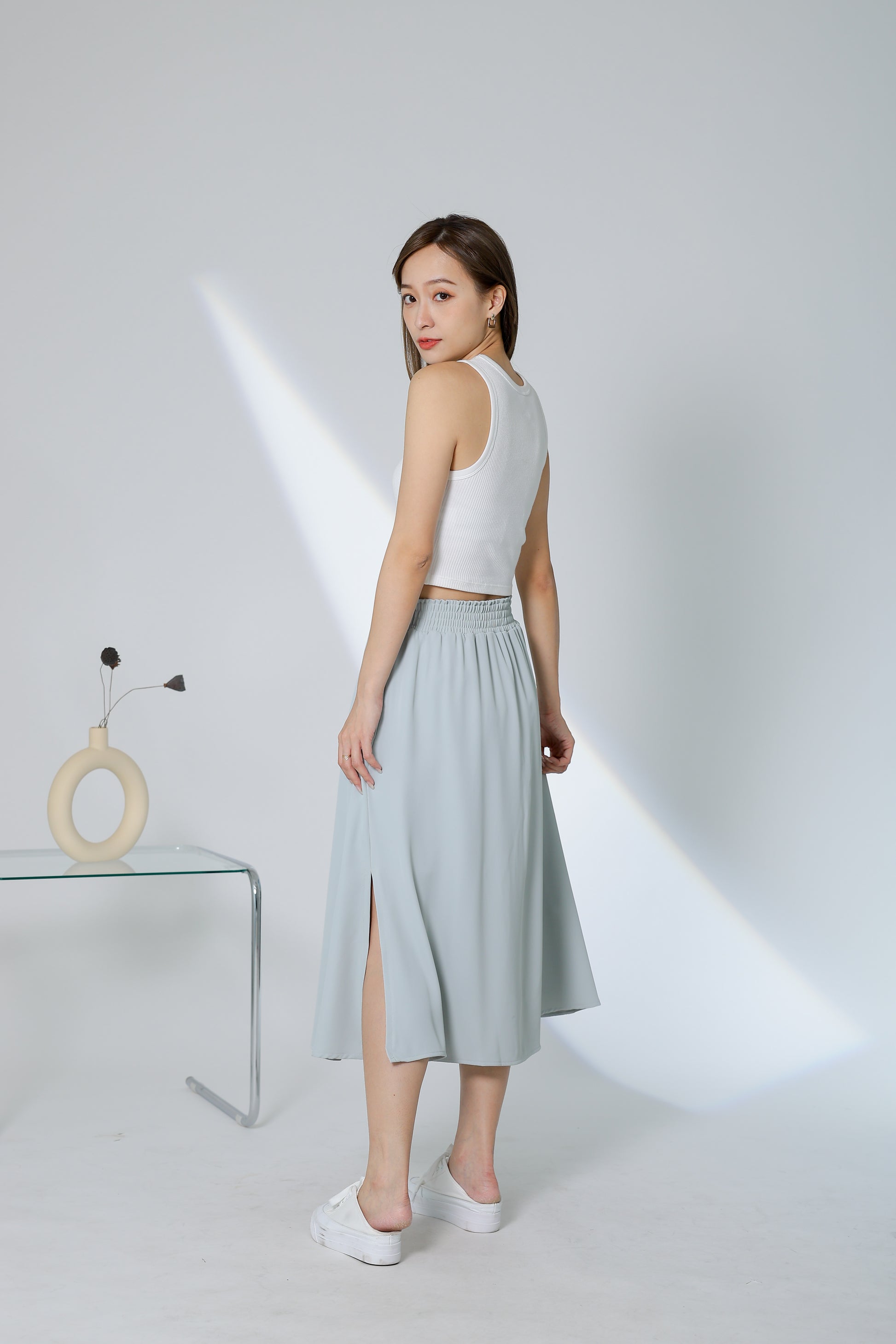 Gillian Flared Skirt - Light Sage