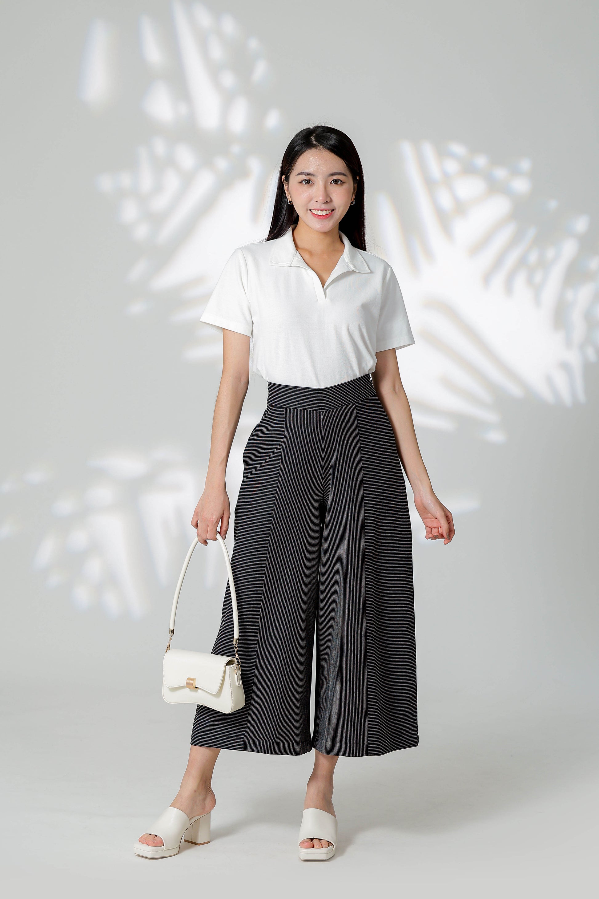 Gracie Striped Wide Leg Pant - Black