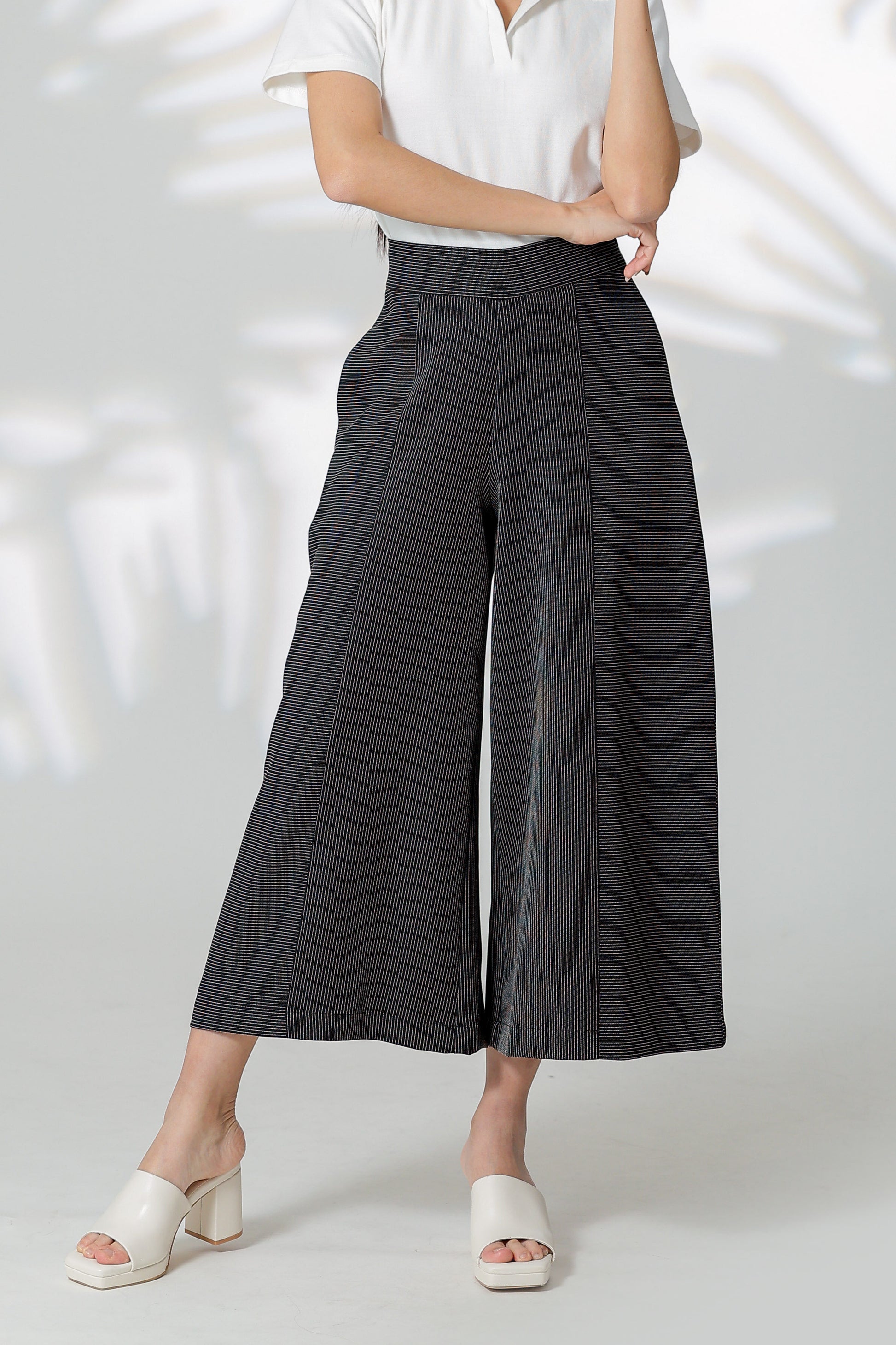 Gracie Striped Wide Leg Pant - Black