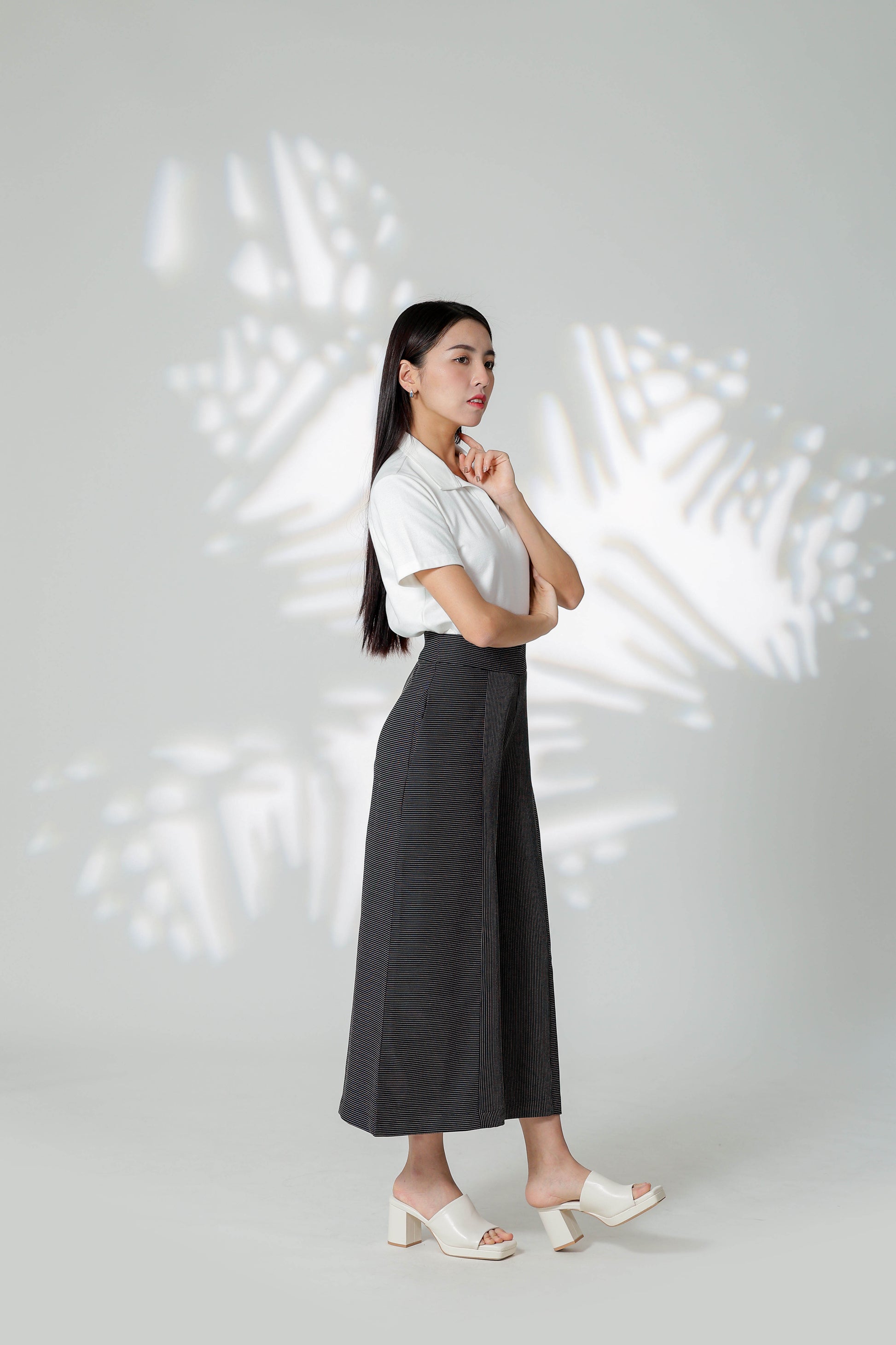 Gracie Striped Wide Leg Pant - Black