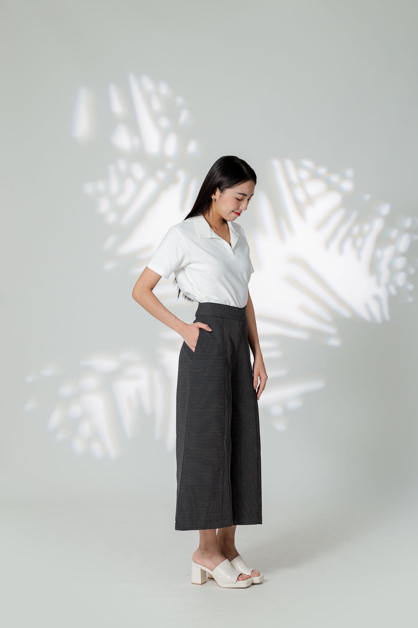 Gracie Striped Wide Leg Pant - Black