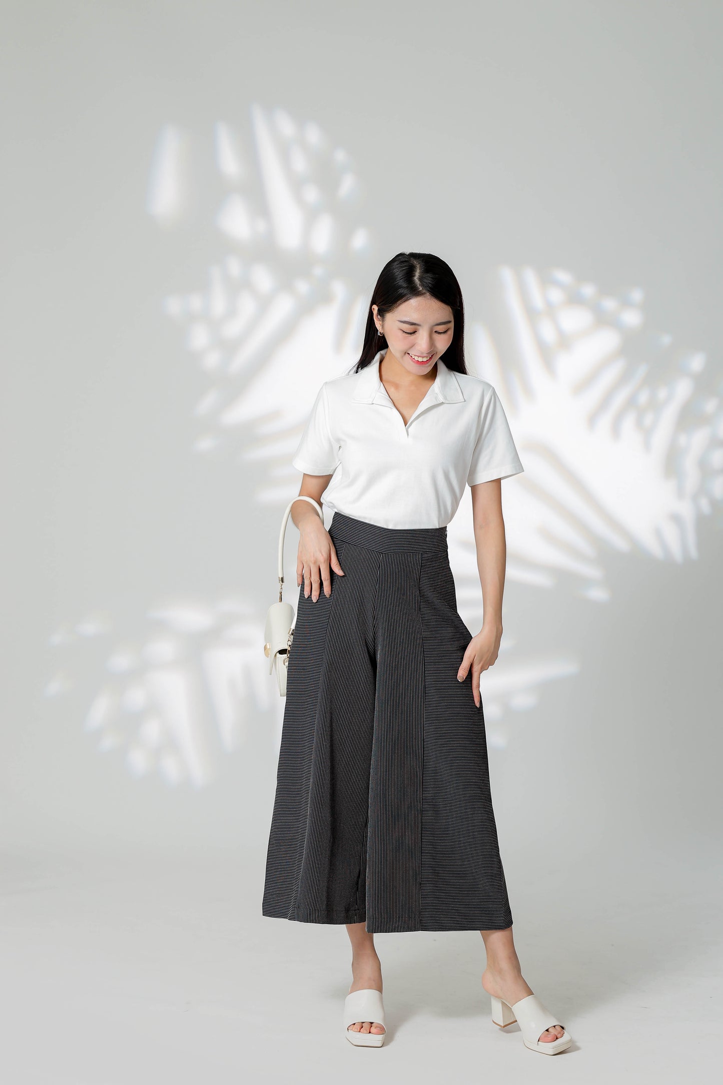 Gracie Striped Wide Leg Pant - Black
