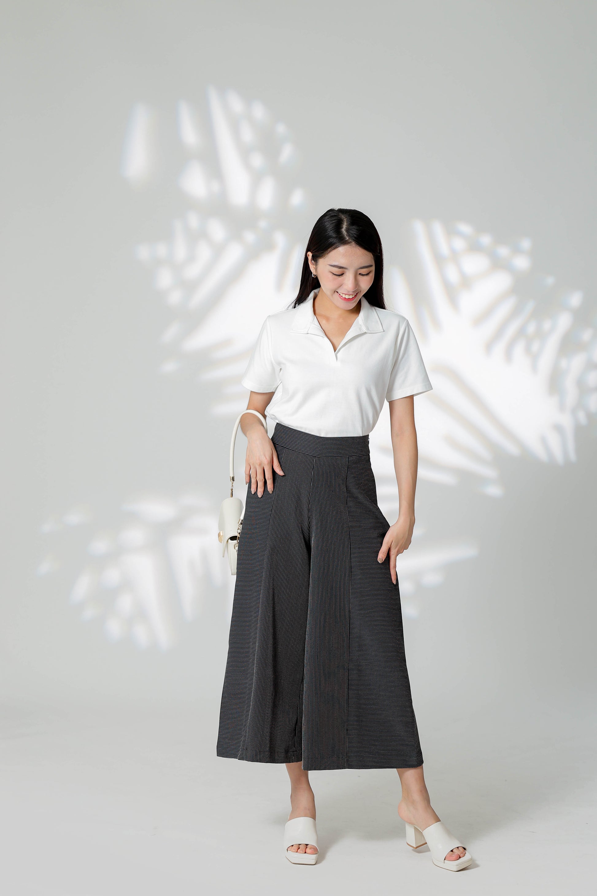 Gracie Striped Wide Leg Pant - Black