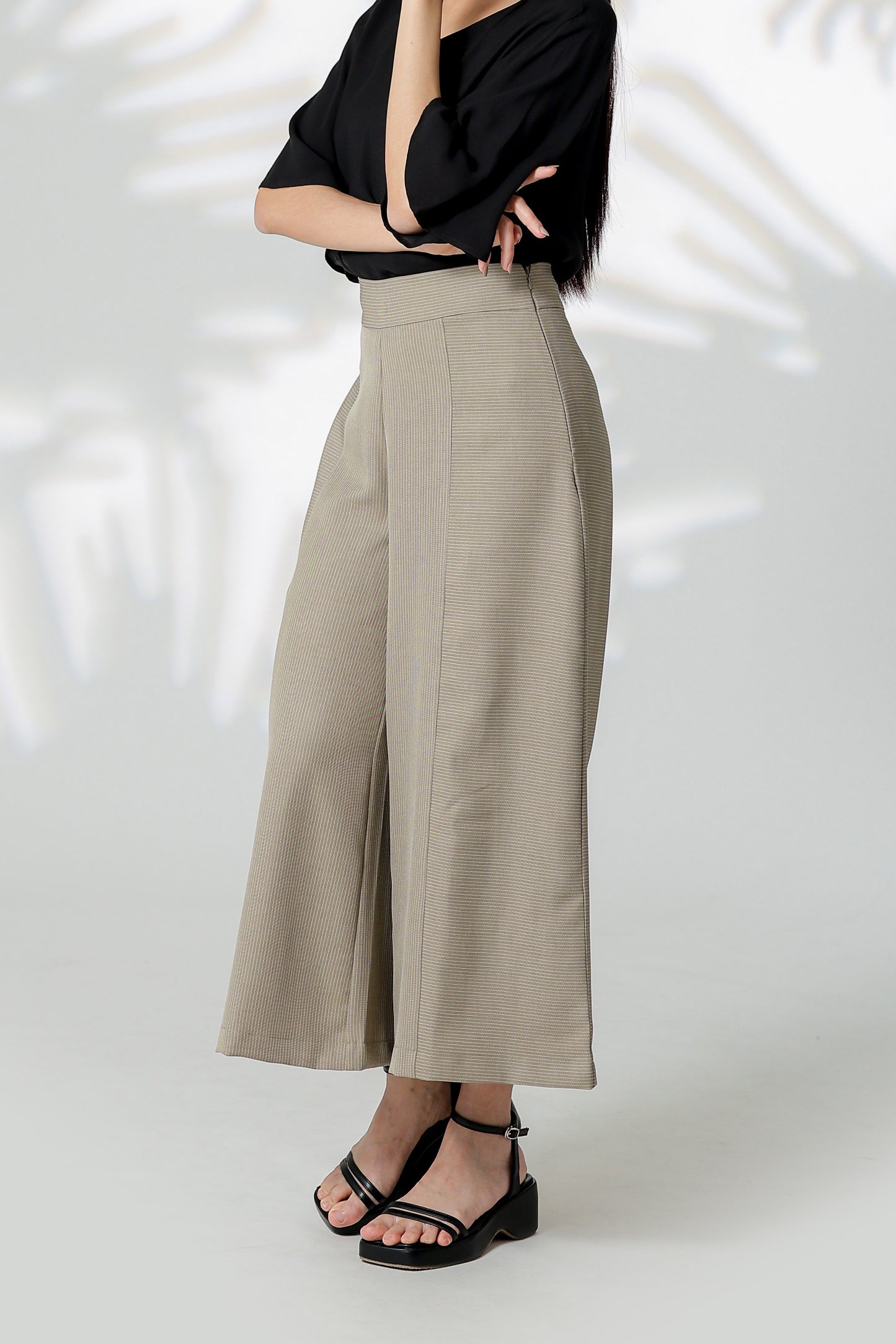 Gracie Striped Wide Leg Pant - Khaki