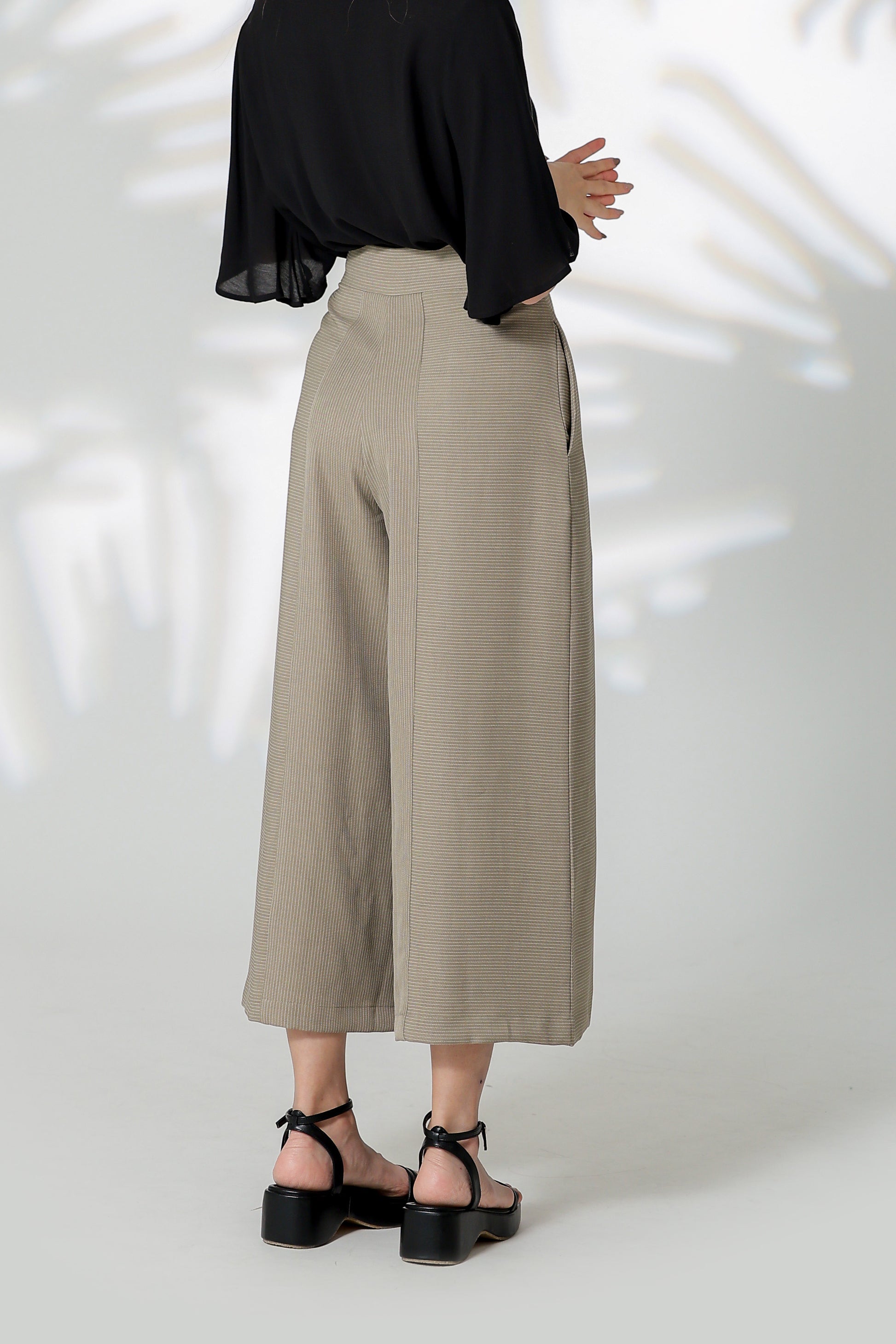 Gracie Striped Wide Leg Pant - Khaki