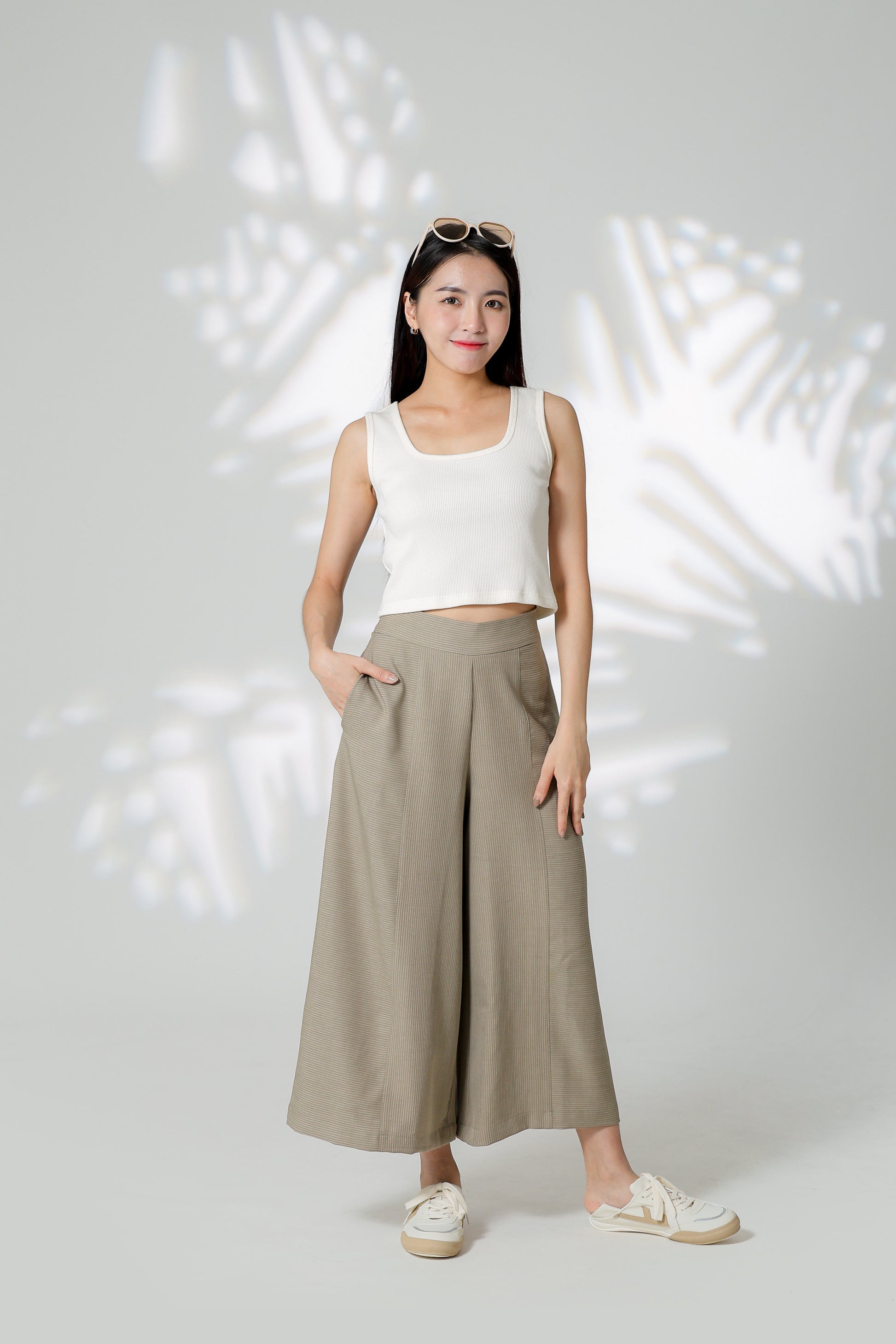 Gracie Striped Wide Leg Pant - Khaki