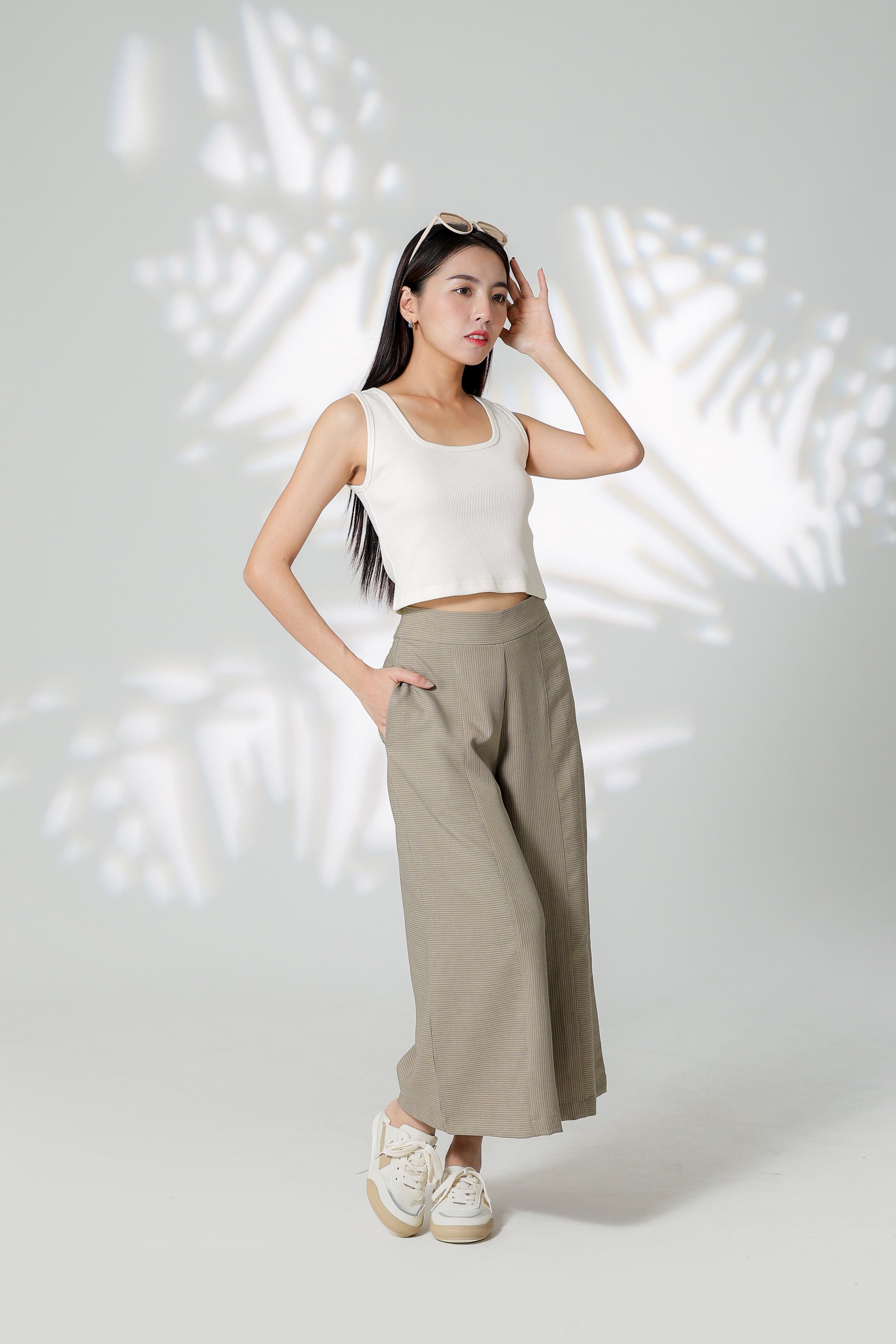 Gracie Striped Wide Leg Pant - Khaki