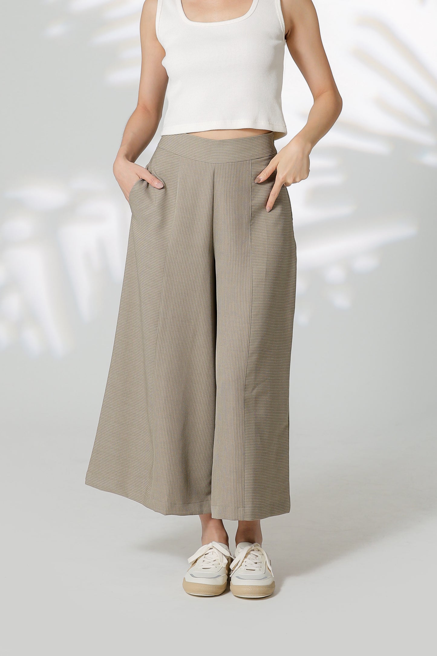 Gracie Striped Wide Leg Pant - Khaki