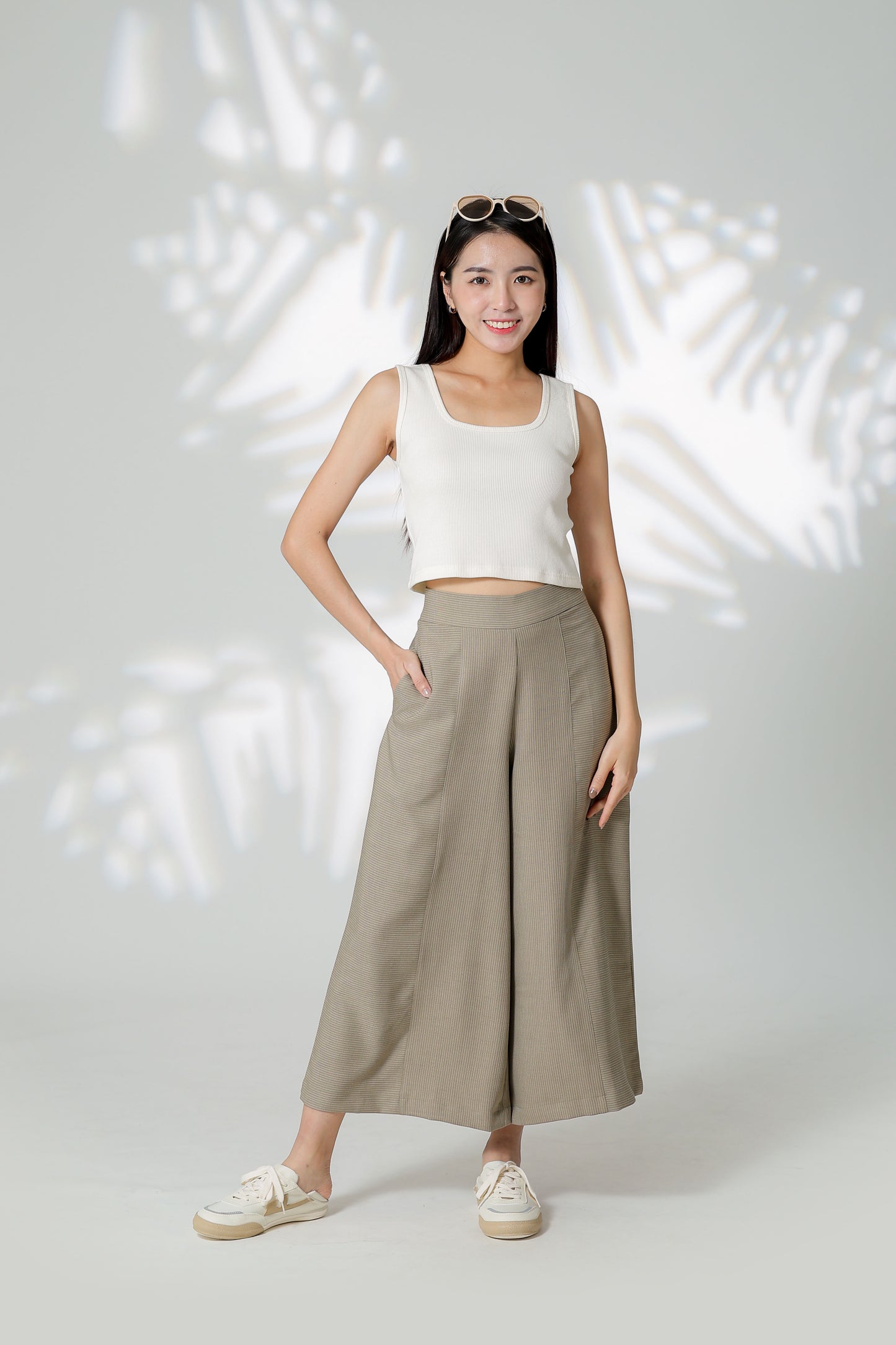 Gracie Striped Wide Leg Pant - Khaki