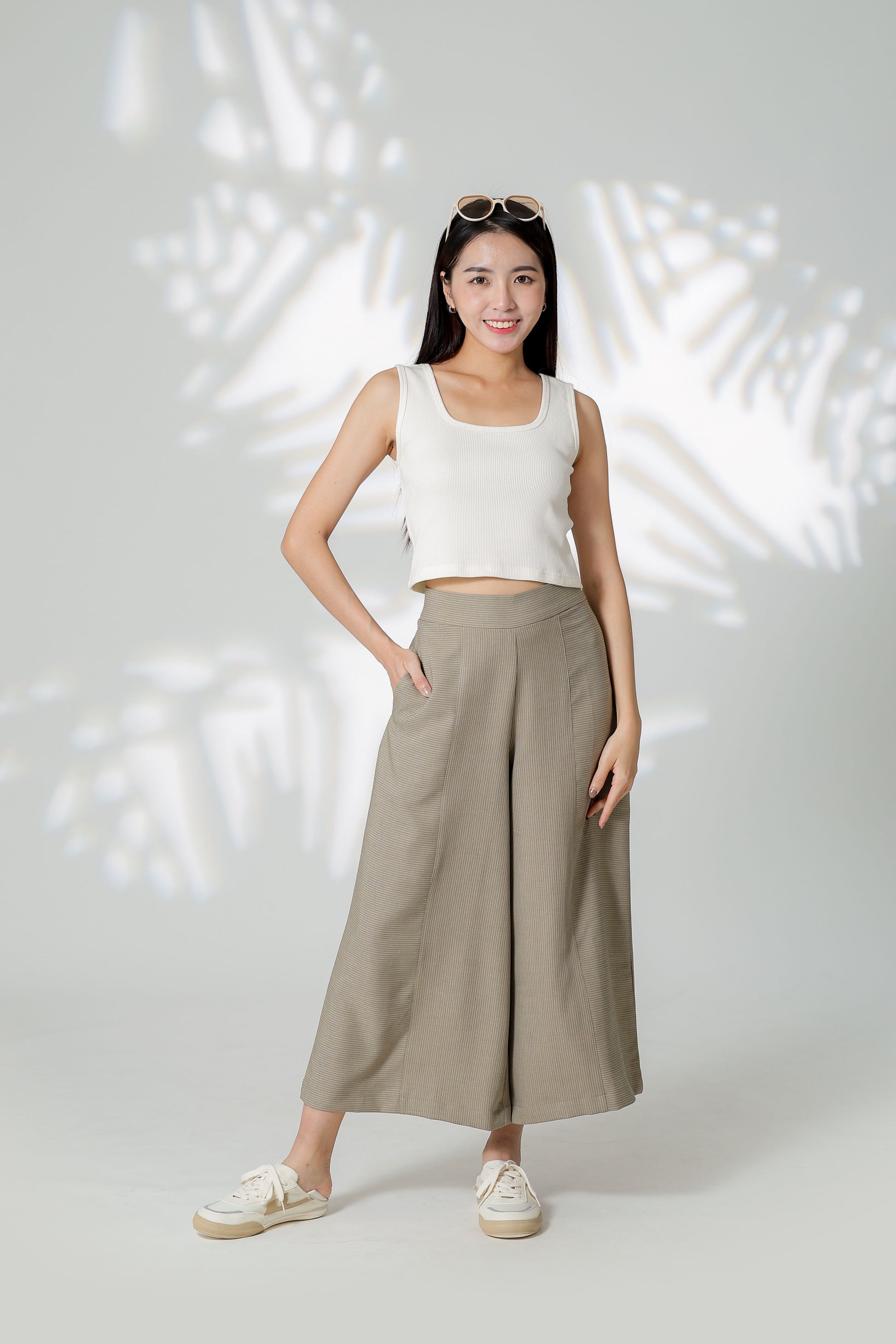 Gracie Striped Wide Leg Pant - Khaki