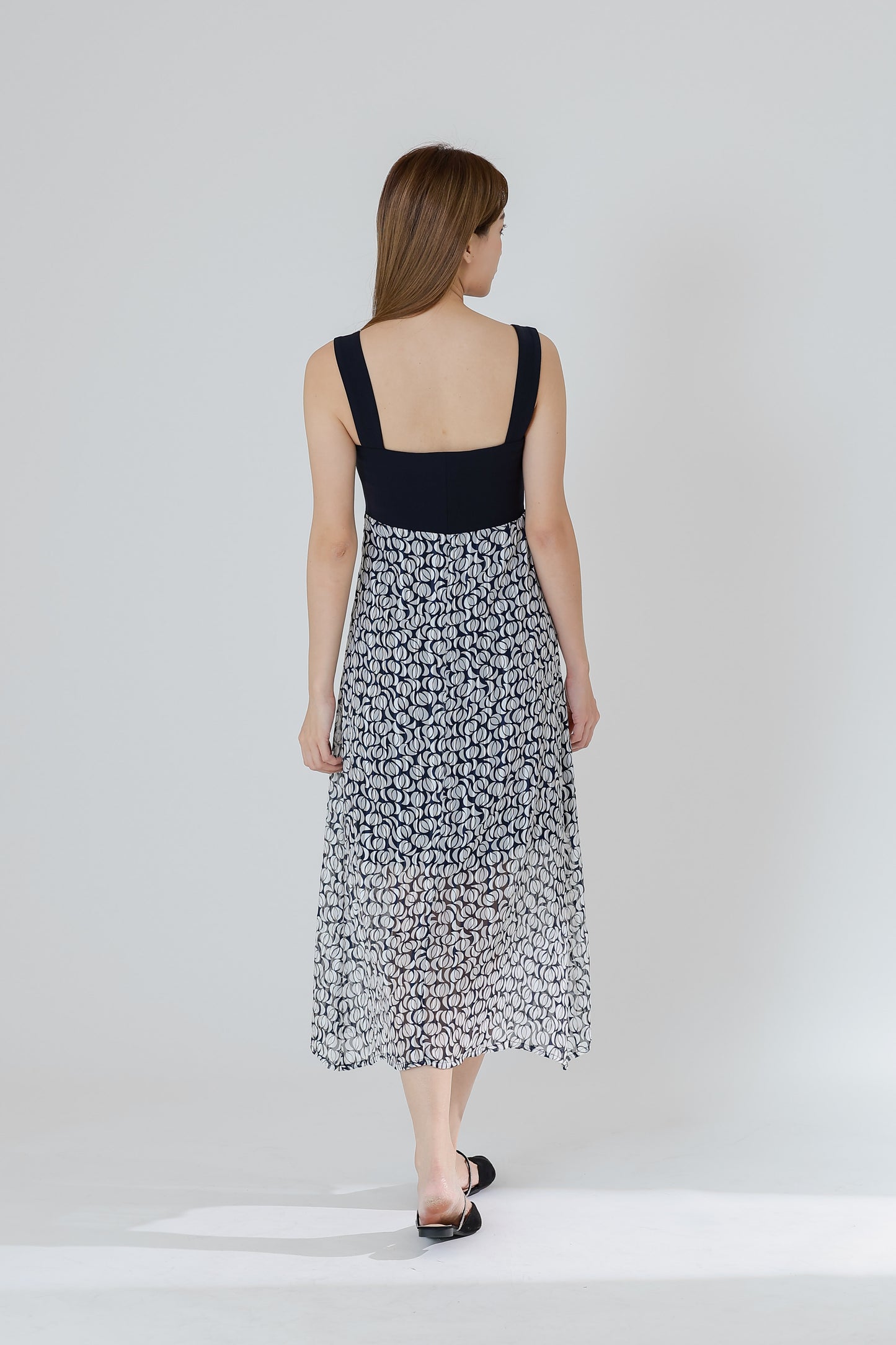 Gwen Square Neck Colour Block Dress - Black