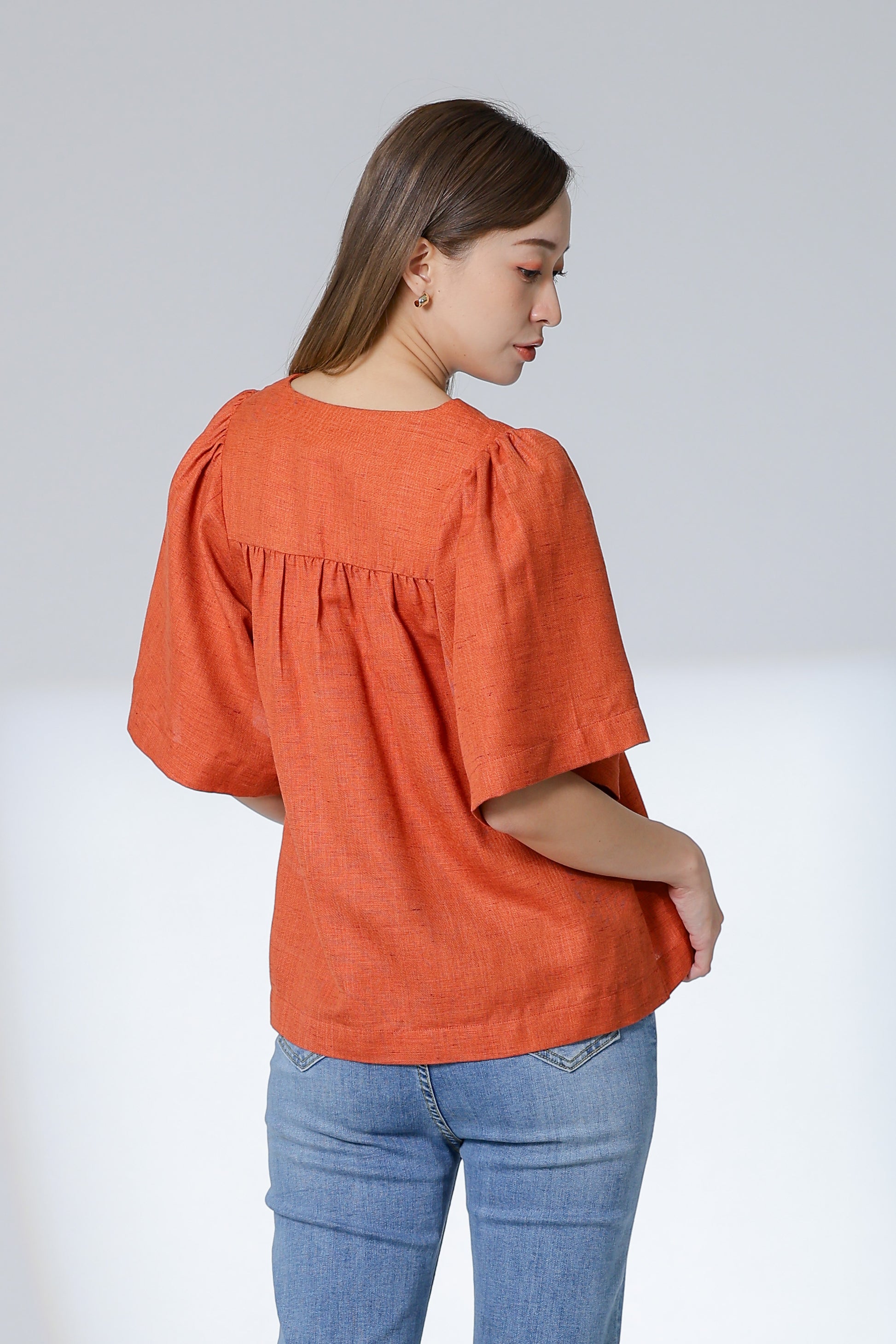 Hannah Babydoll Blouse - Orange