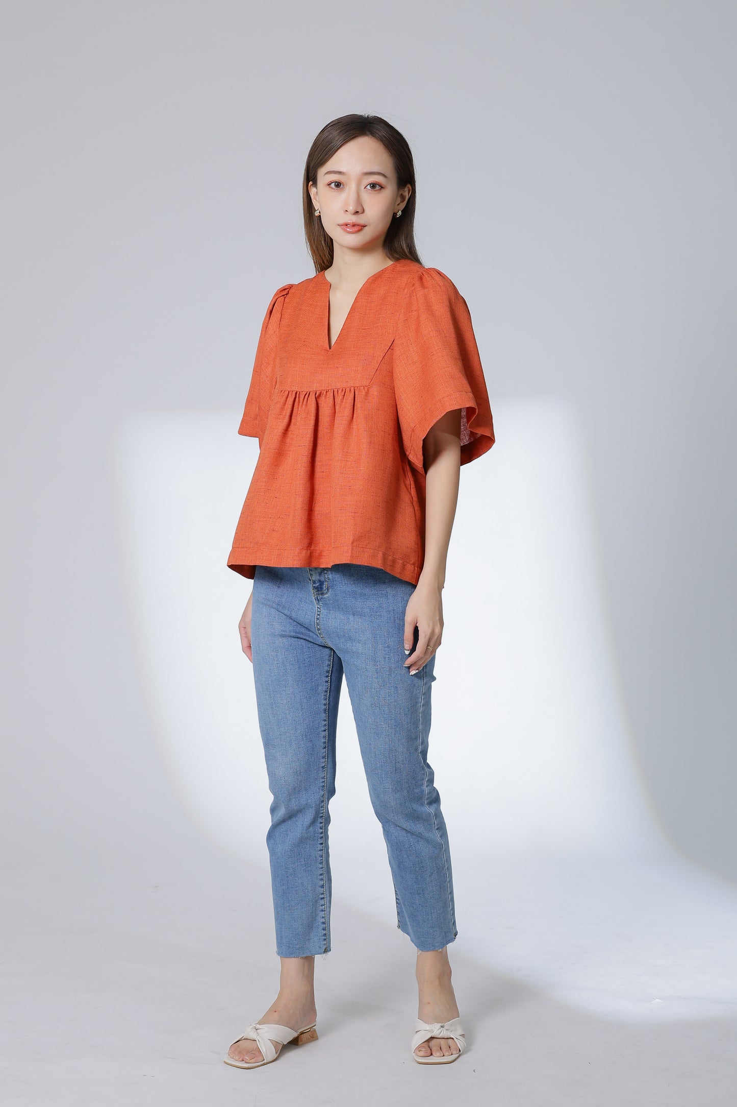 Hannah Babydoll Blouse - Orange