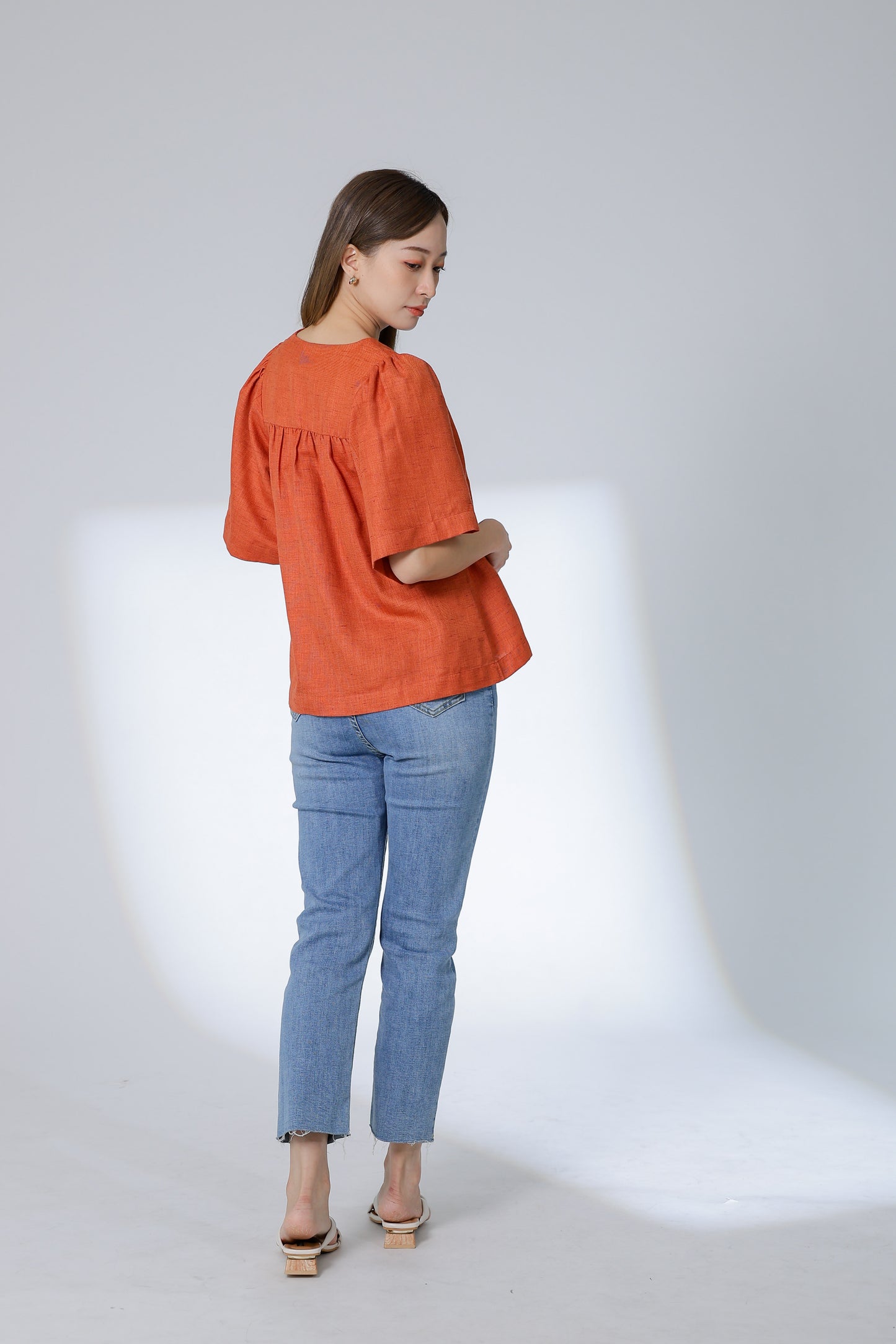 Hannah Babydoll Blouse - Orange