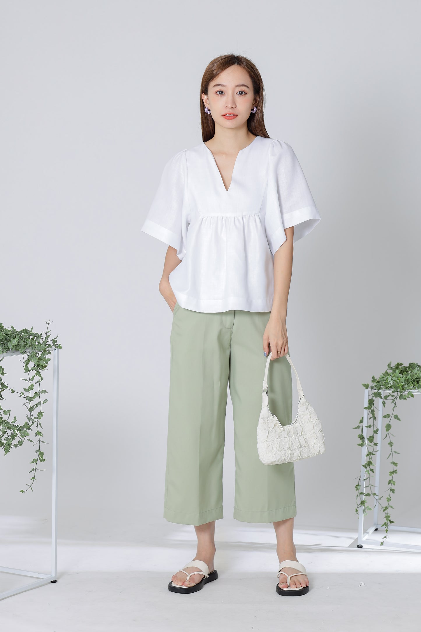 Hannah Babydoll Blouse - White
