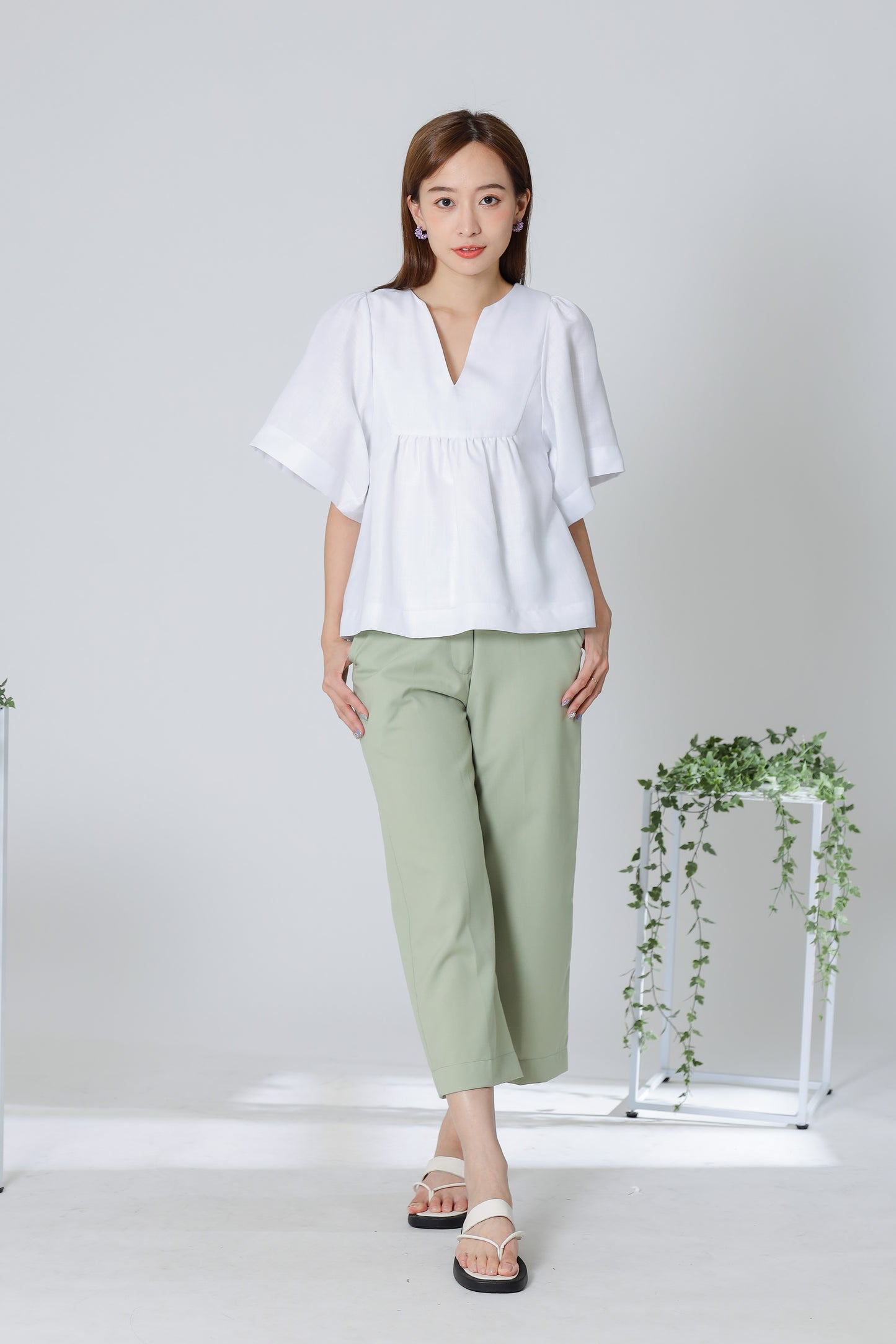 Hannah Babydoll Blouse - White