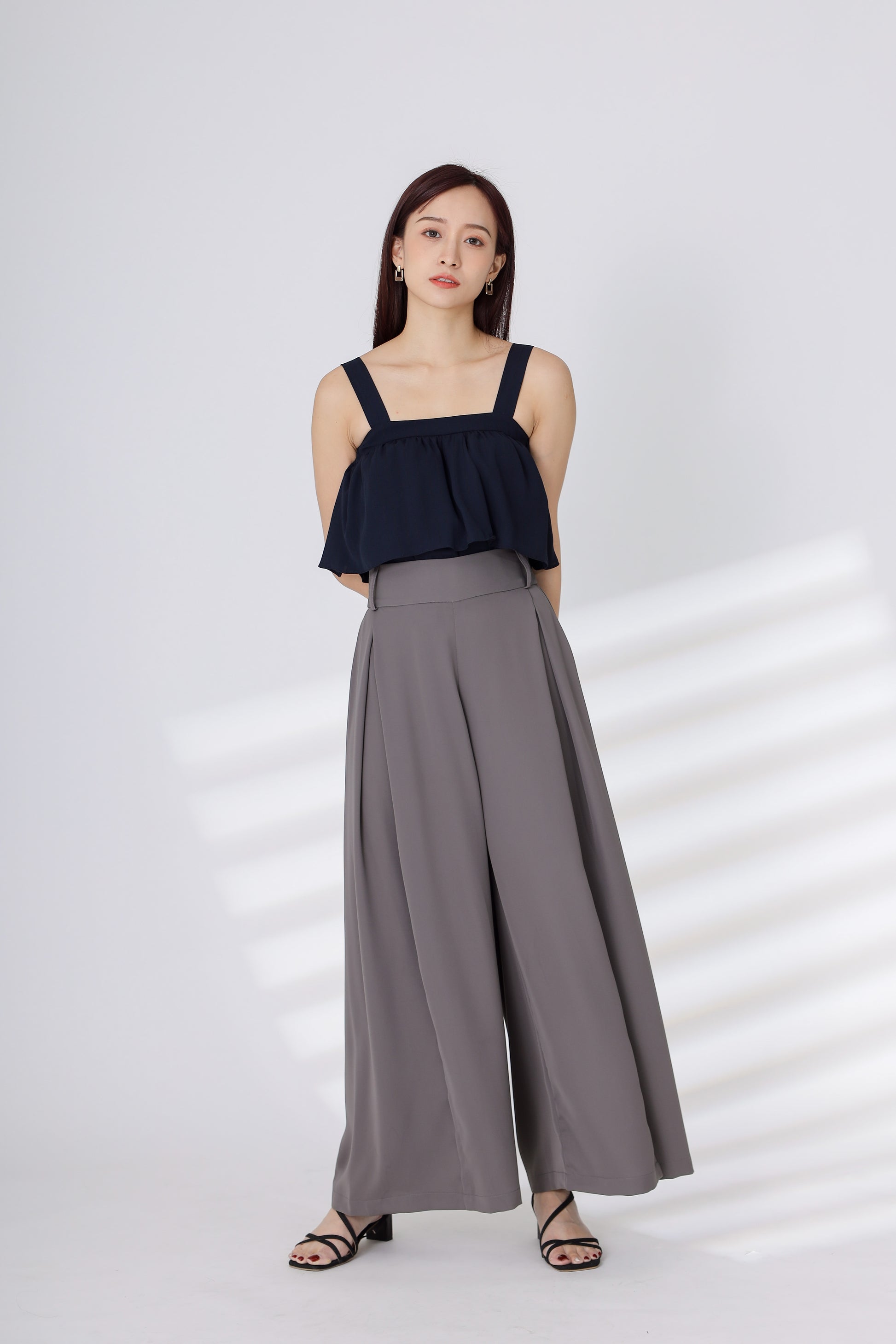 Heidi Open Slit Wide Leg Pant - Grey