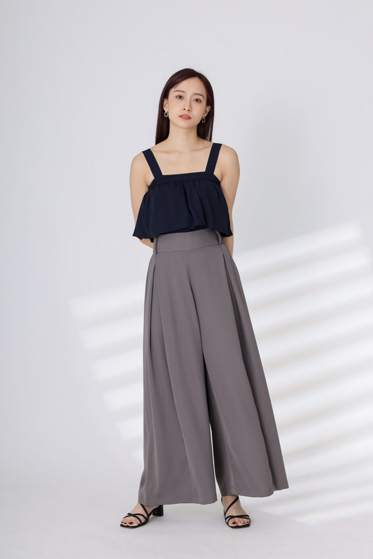 Heidi Open Slit Wide Leg Pant - Grey