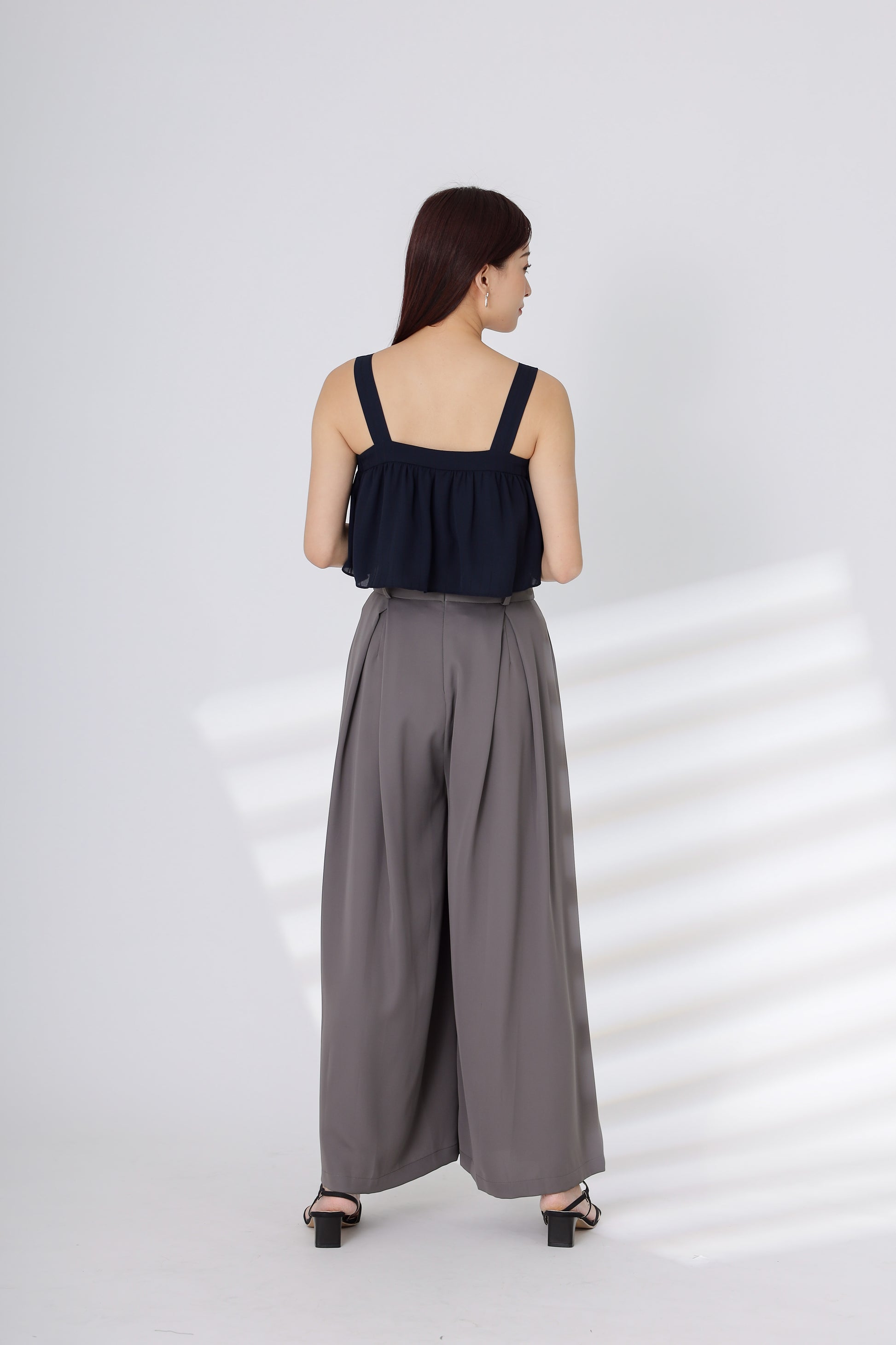 Heidi Open Slit Wide Leg Pant - Grey