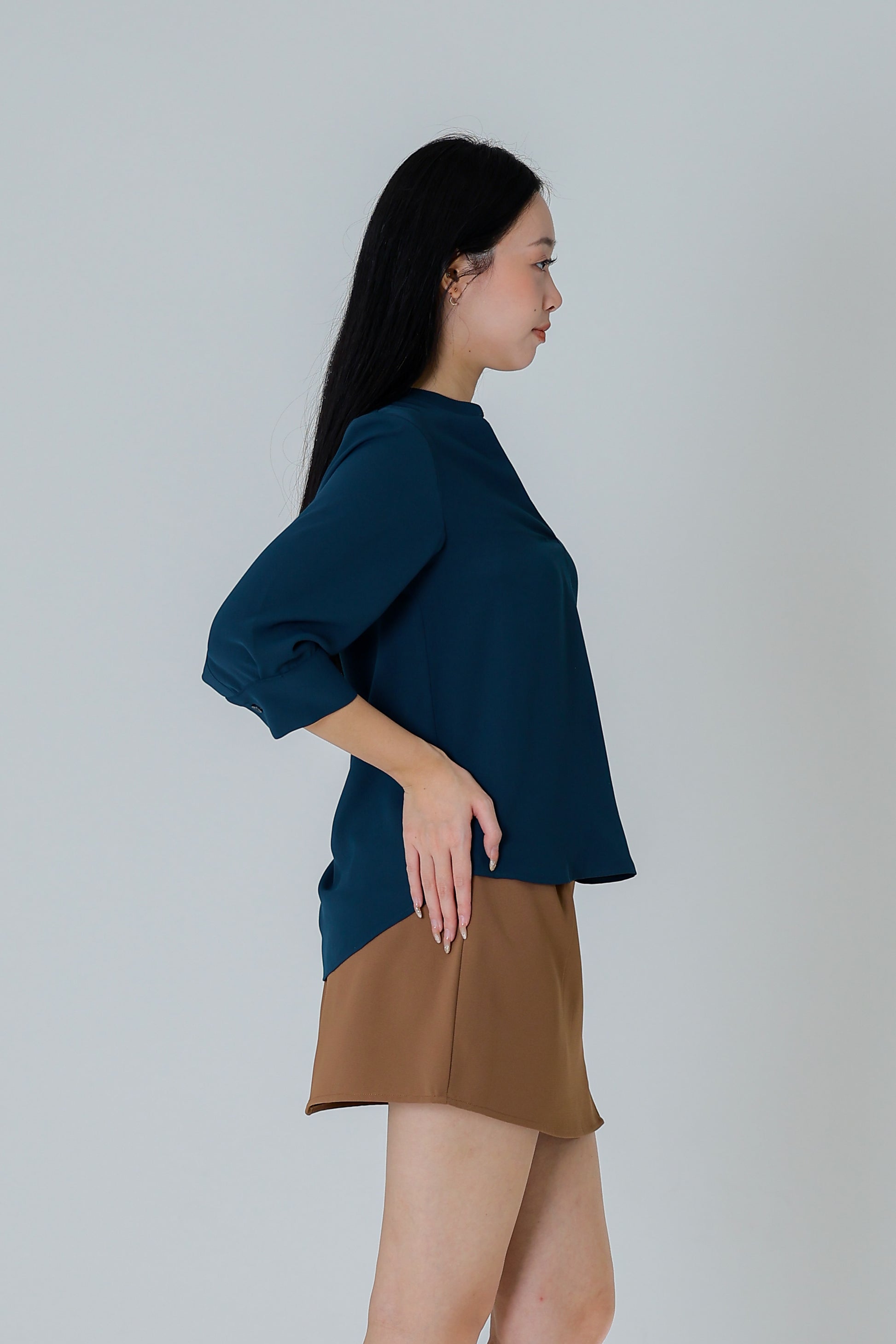 Hestia Collared V Neck Shirt - Teal