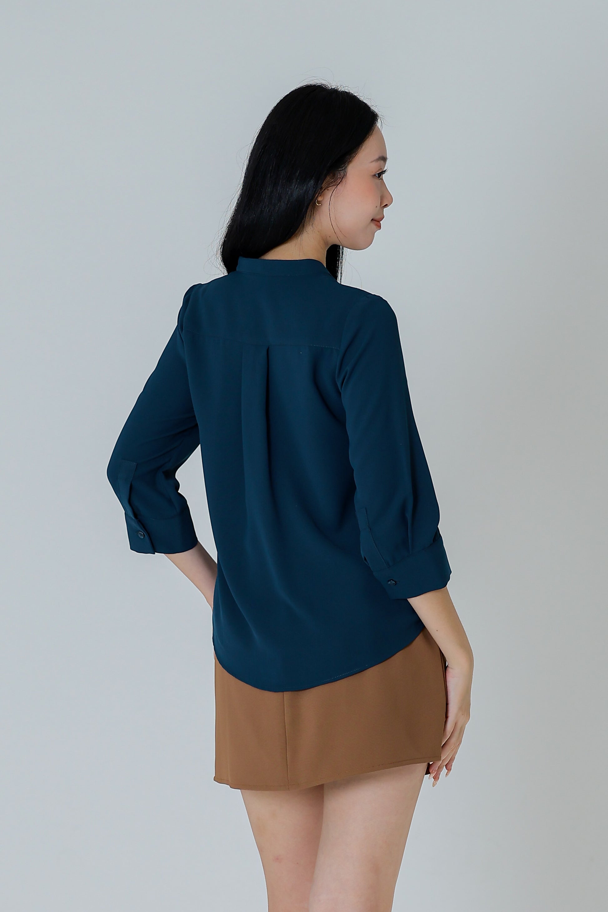 Hestia Collared V Neck Shirt - Teal