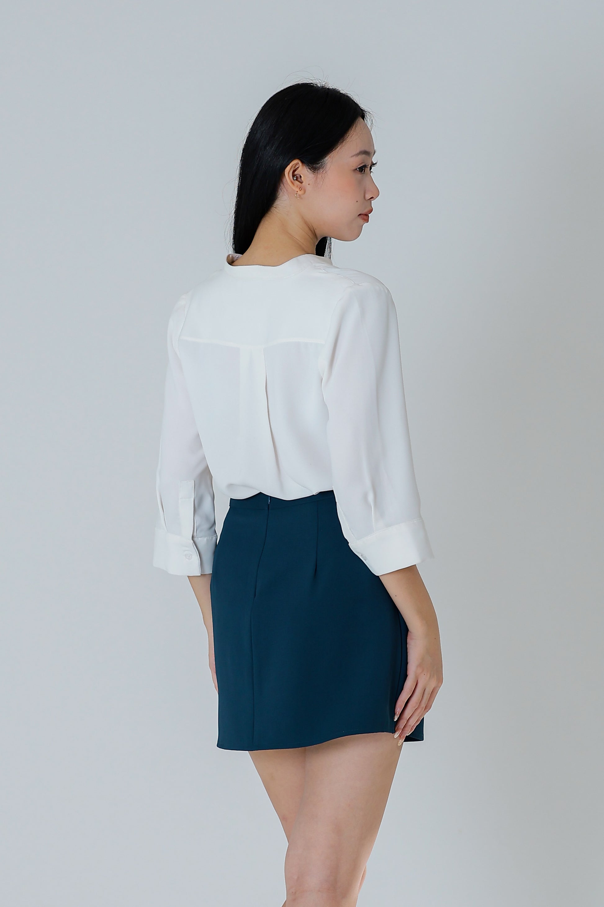 Hestia Collared V Neck Shirt - Ivory
