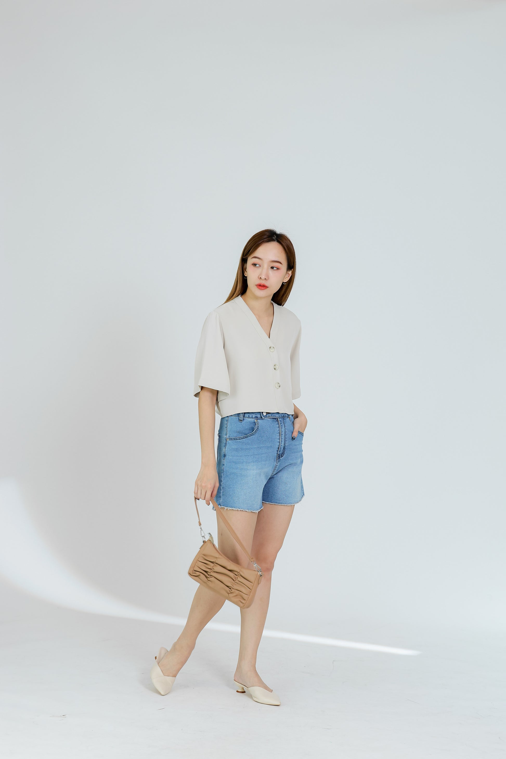Hillary Bell Sleeve Top - Beige