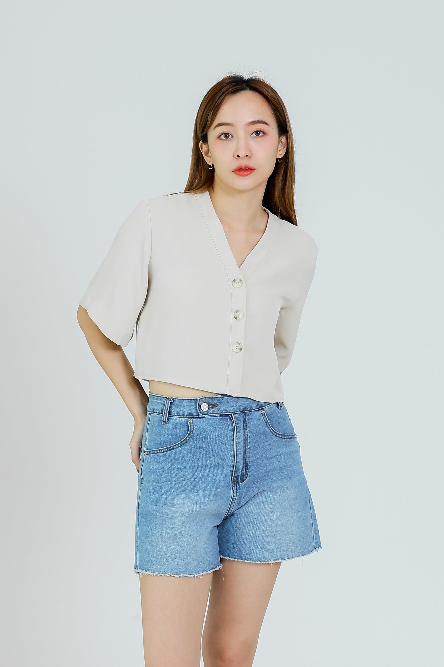 Hillary Bell Sleeve Top - Beige