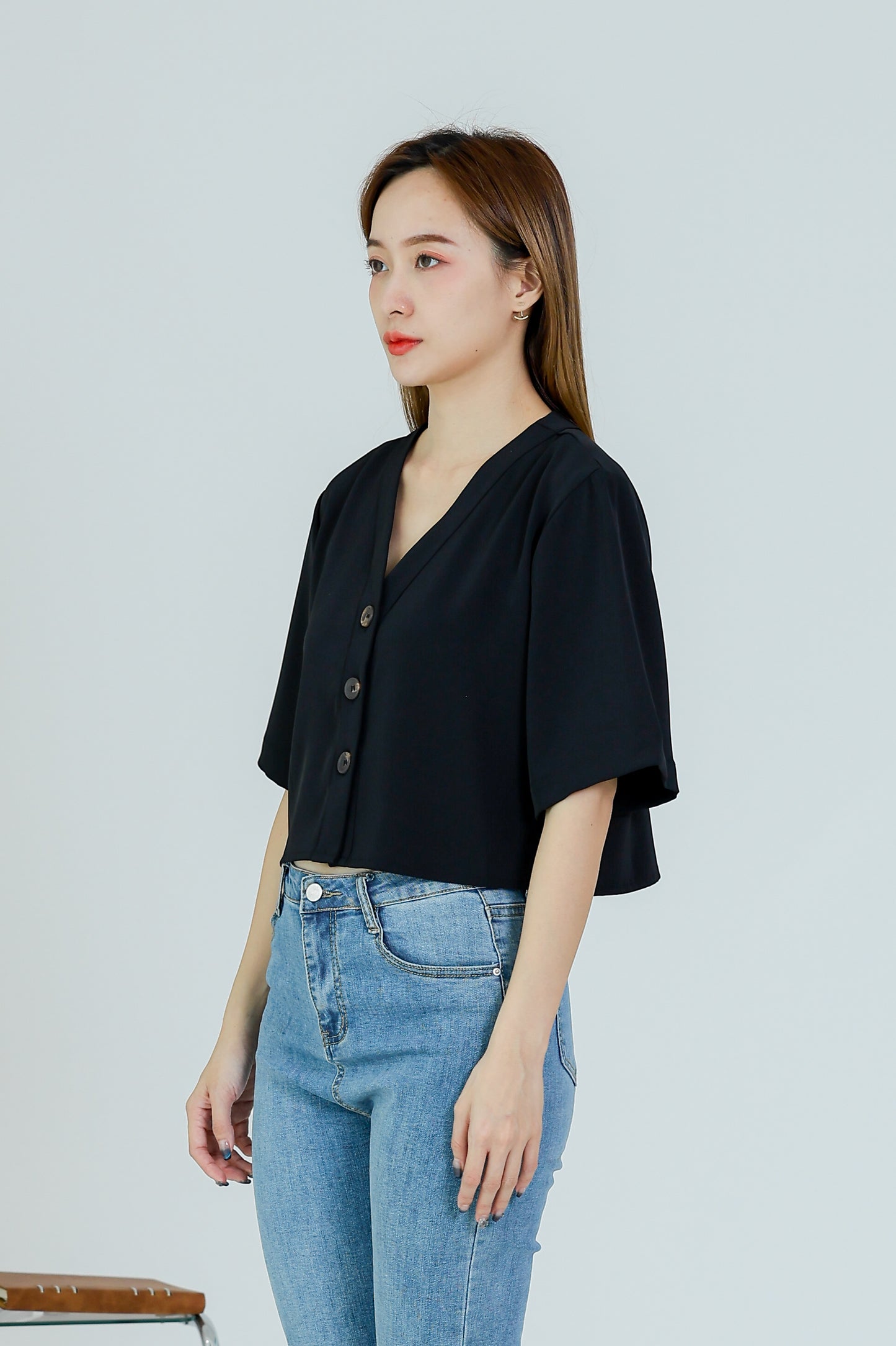 Hillary Bell Sleeve Top - Black