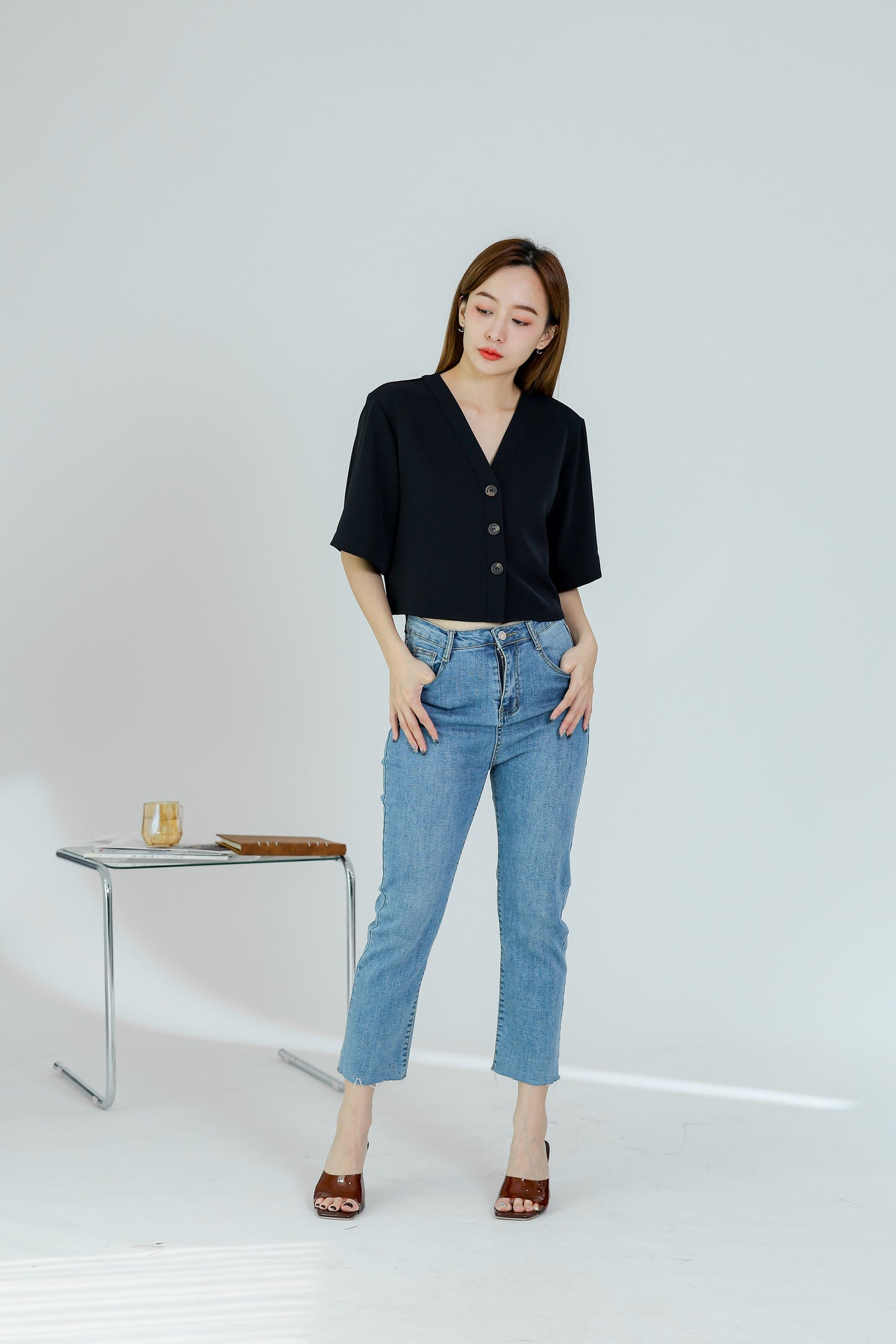 Hillary Bell Sleeve Top - Black